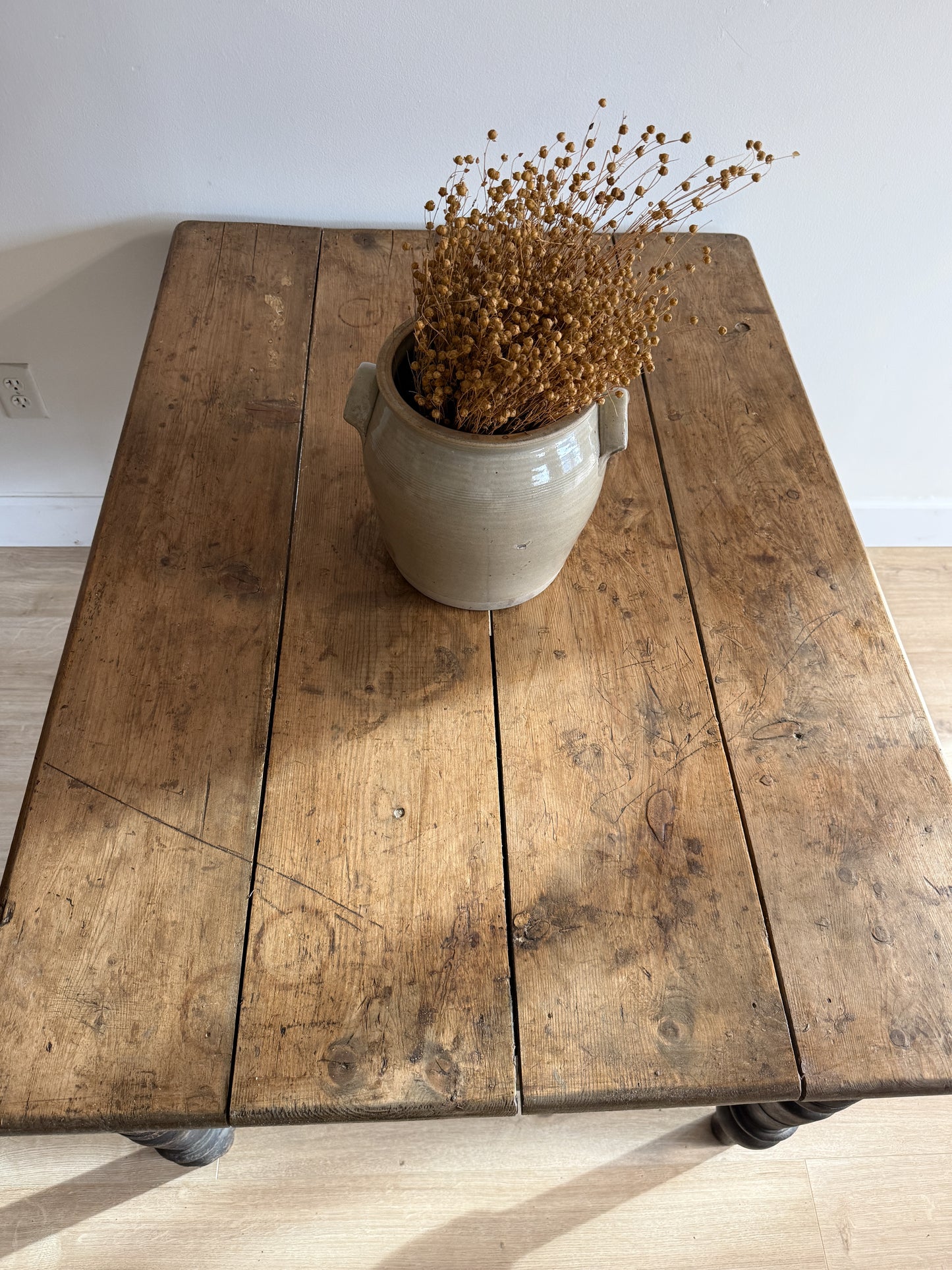 Antique English Pine Table with Drawer