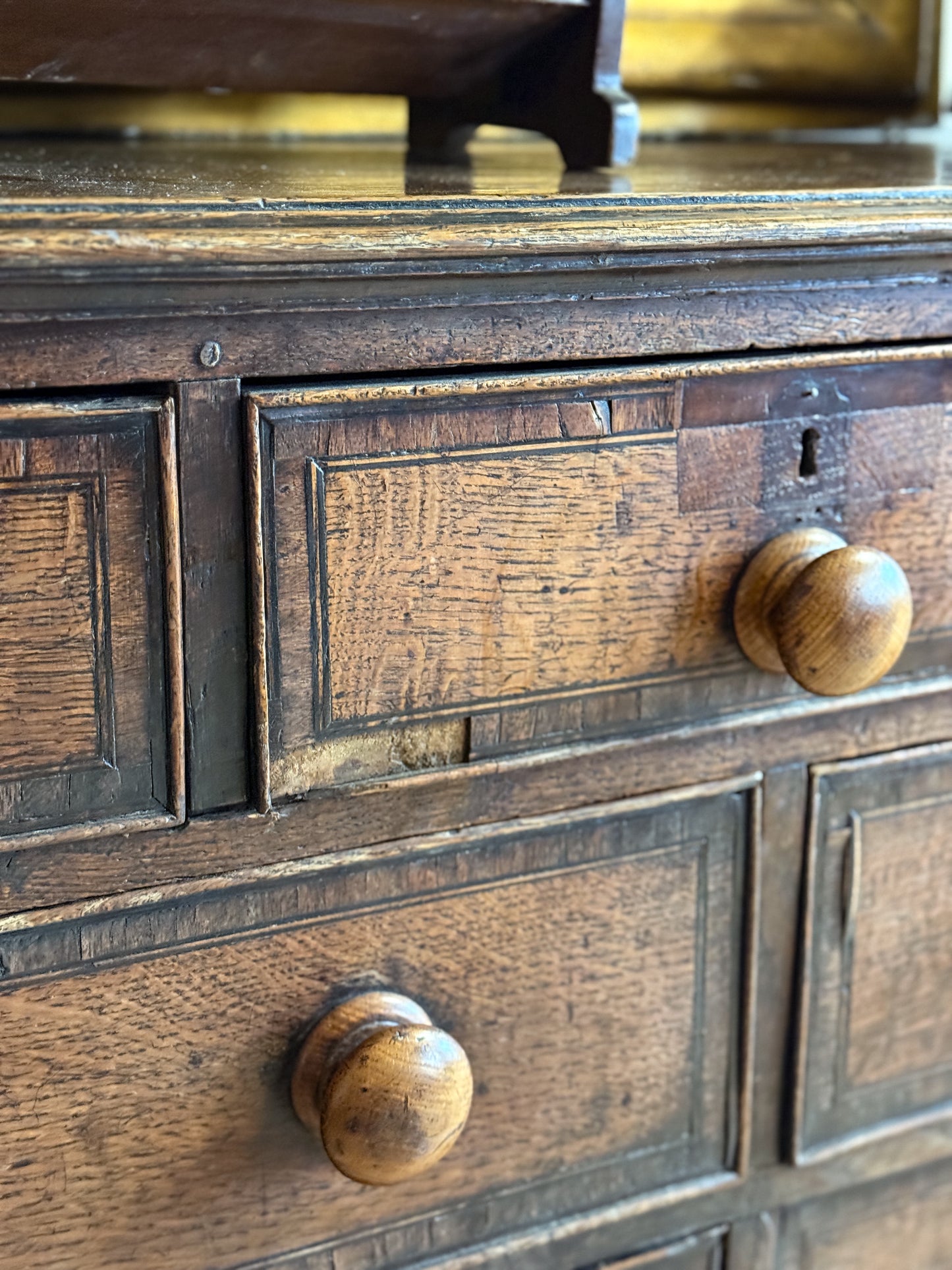 Antique English Sideboard/Bank of Nine Drawers