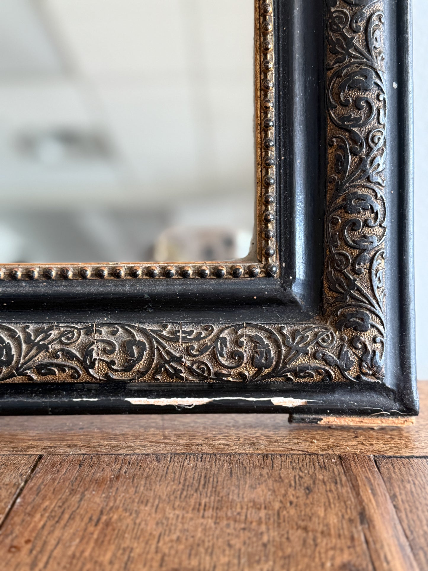 Antique Black & Gold Louis Philippe Mirror