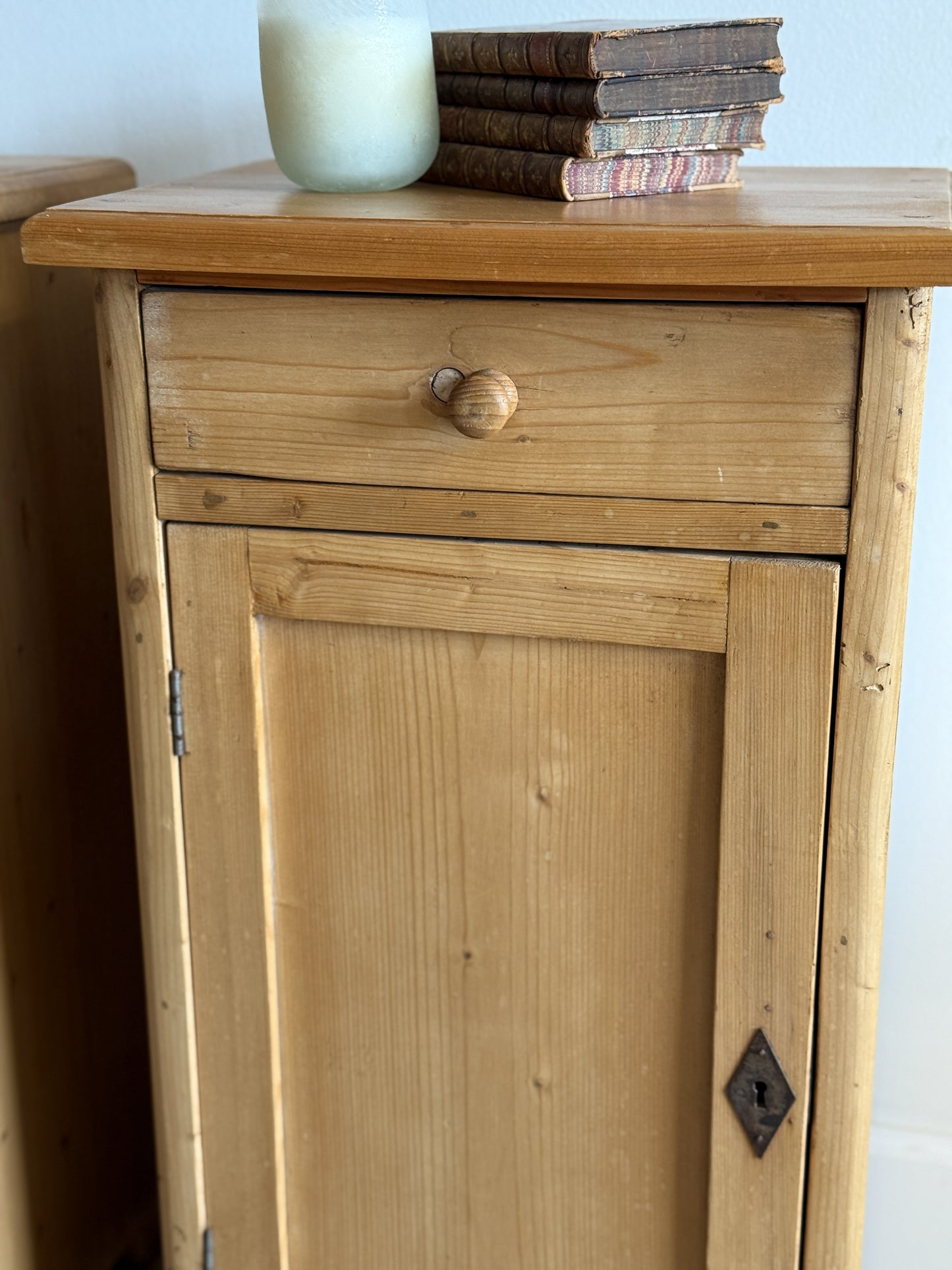 Set of Two Antique English Pine Nightstands