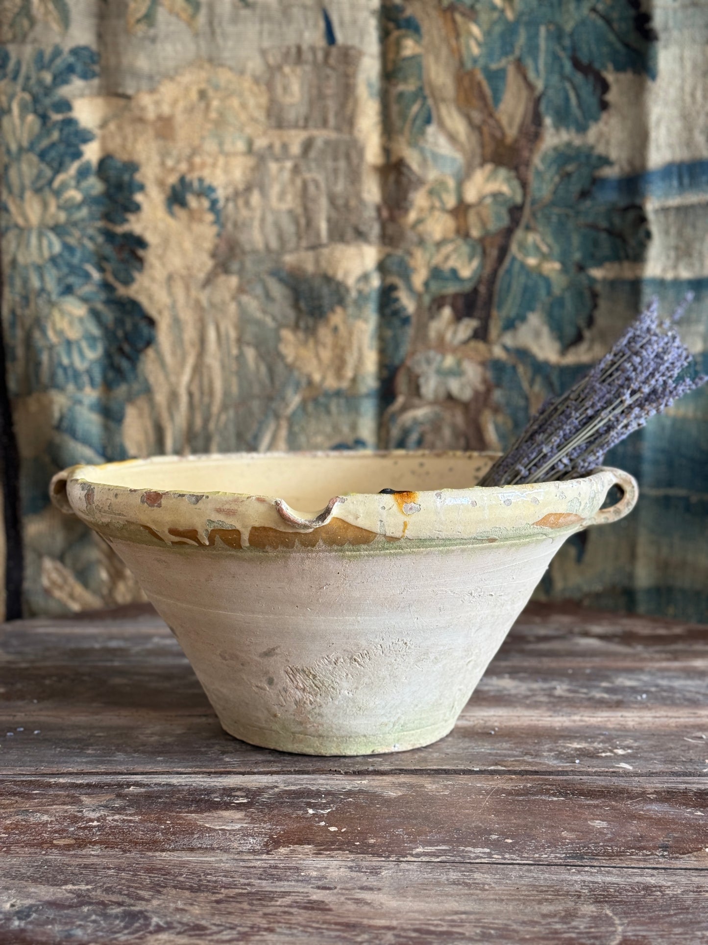 Large Antique French Dairy & Tian Bowls