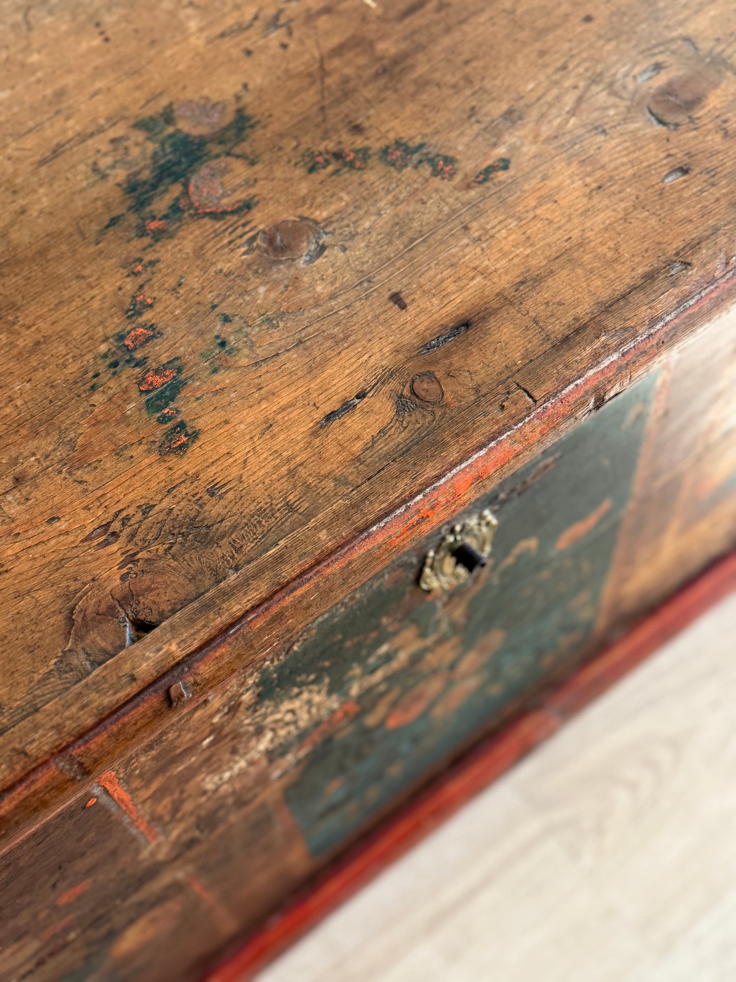 Antique Hand Painted Austrian Dowry Trunk/Chest