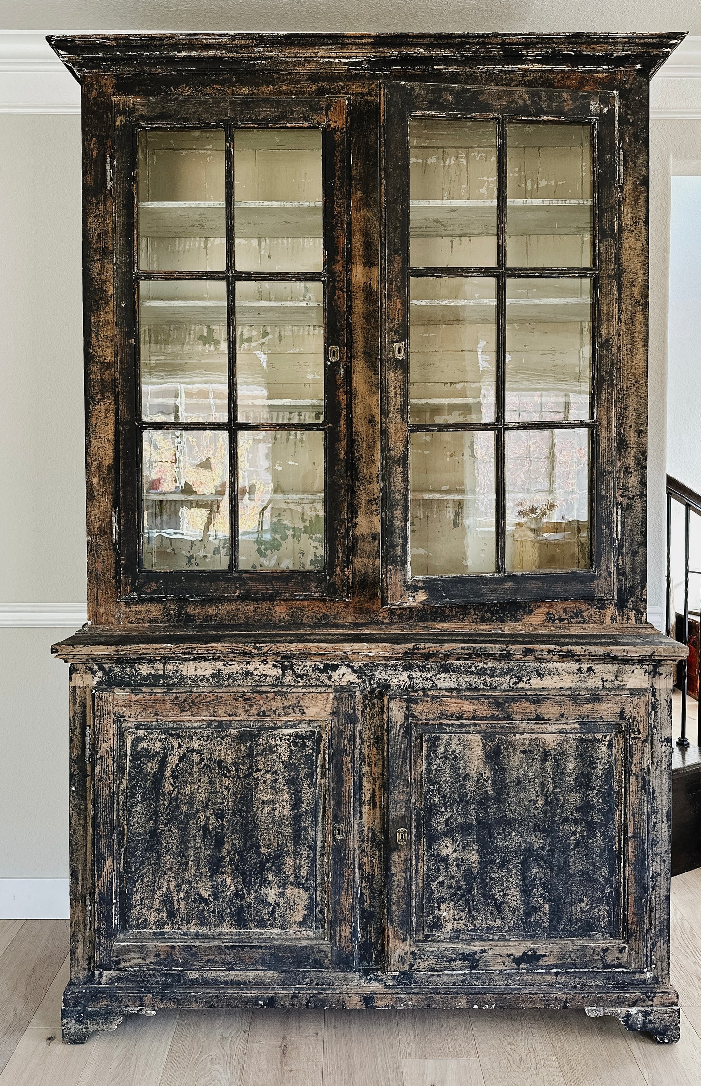 Antique Black Painted French Hutch