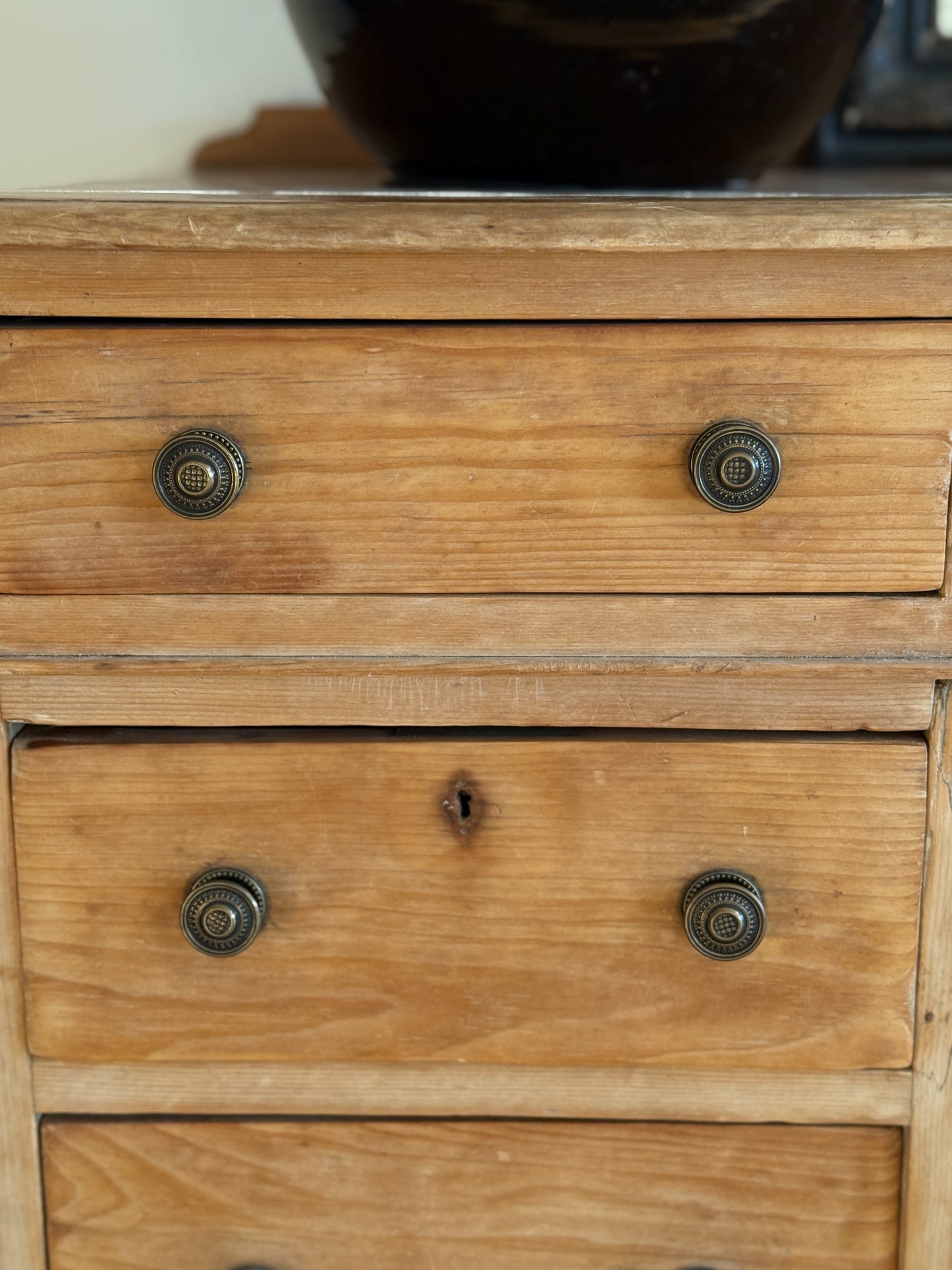 Antique English Pine Pedestal Desk