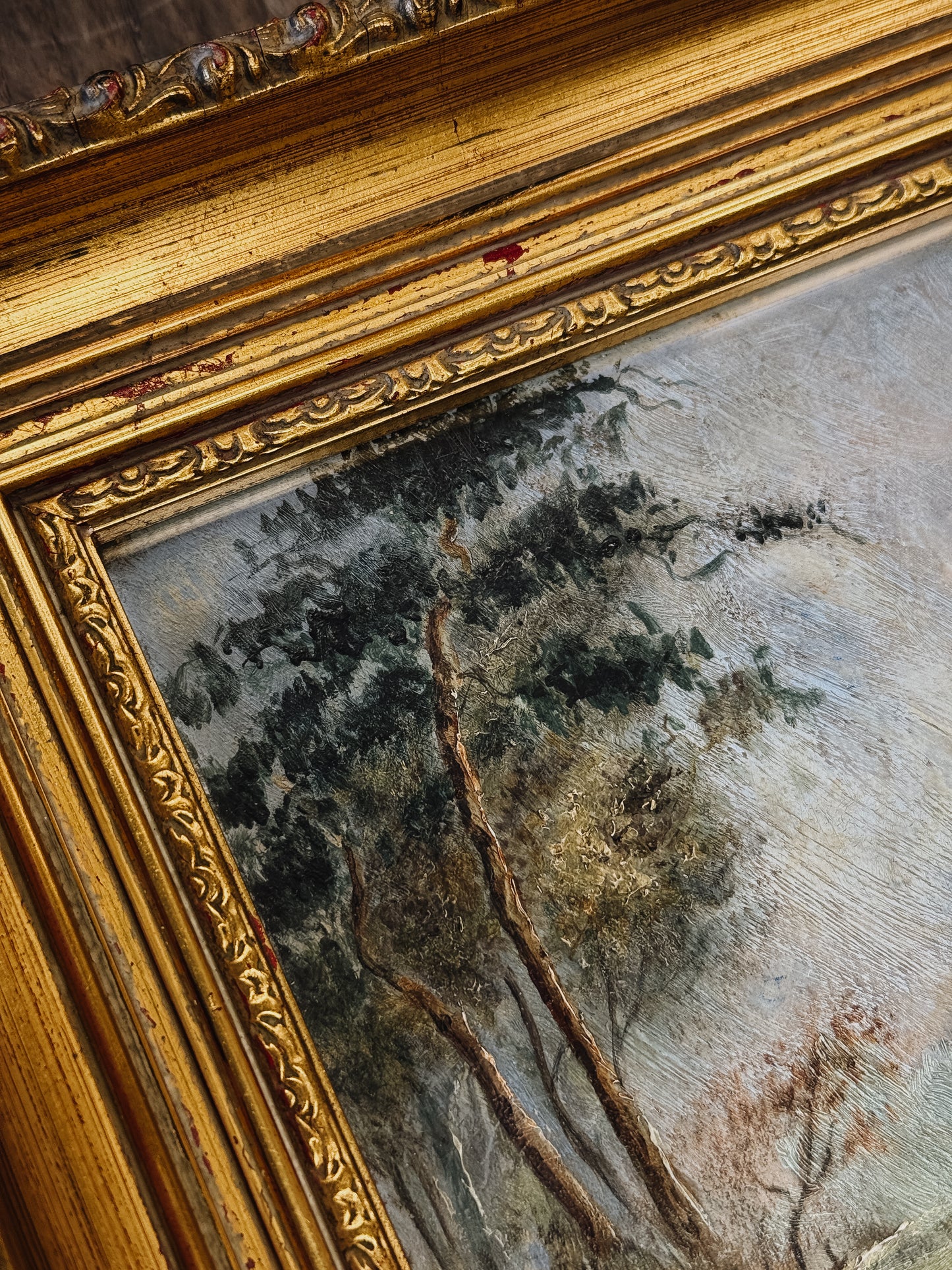 Original Antique British Oil Painting, Country Scene