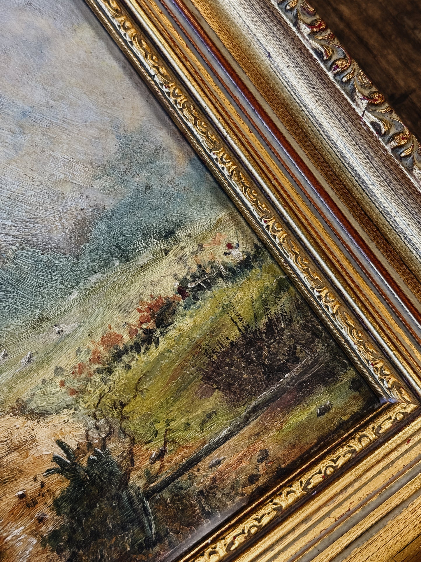 Original Antique British Oil Painting, Country Scene
