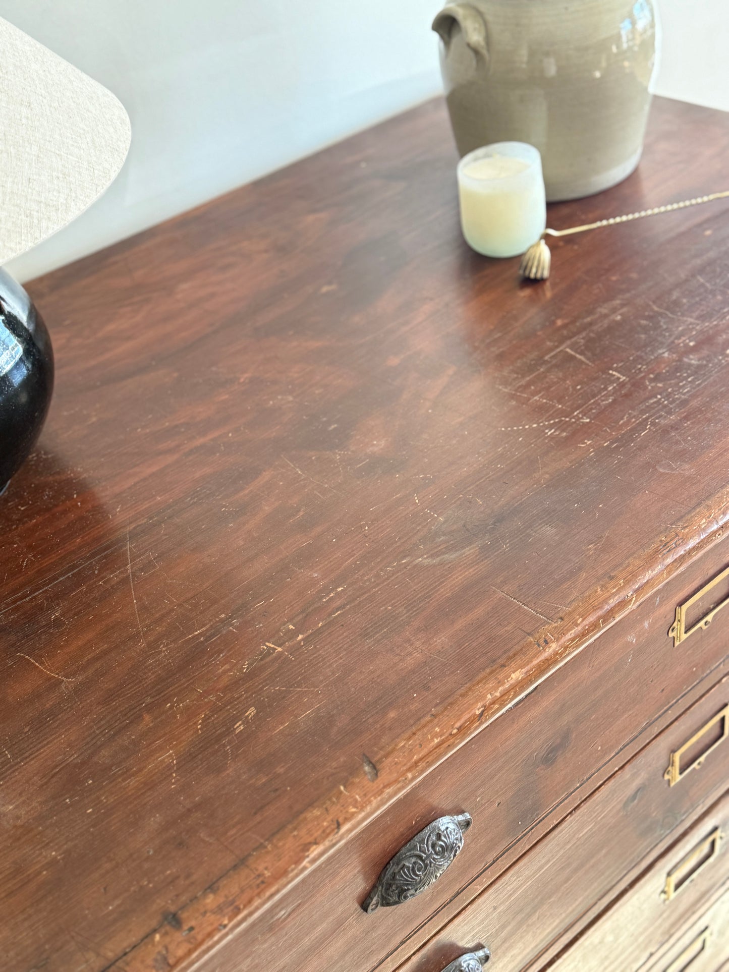 Large Antique English Filing Chest of Drawers/Dresser