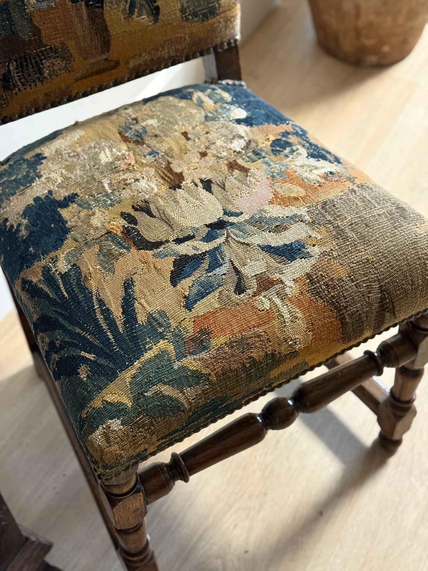 Pair of Two Antique 18th Century French Aubusson Tapestry Chairs