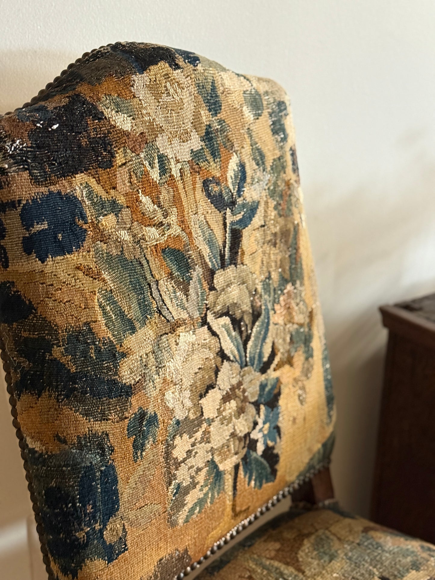Pair of Two Antique 18th Century French Aubusson Tapestry Chairs