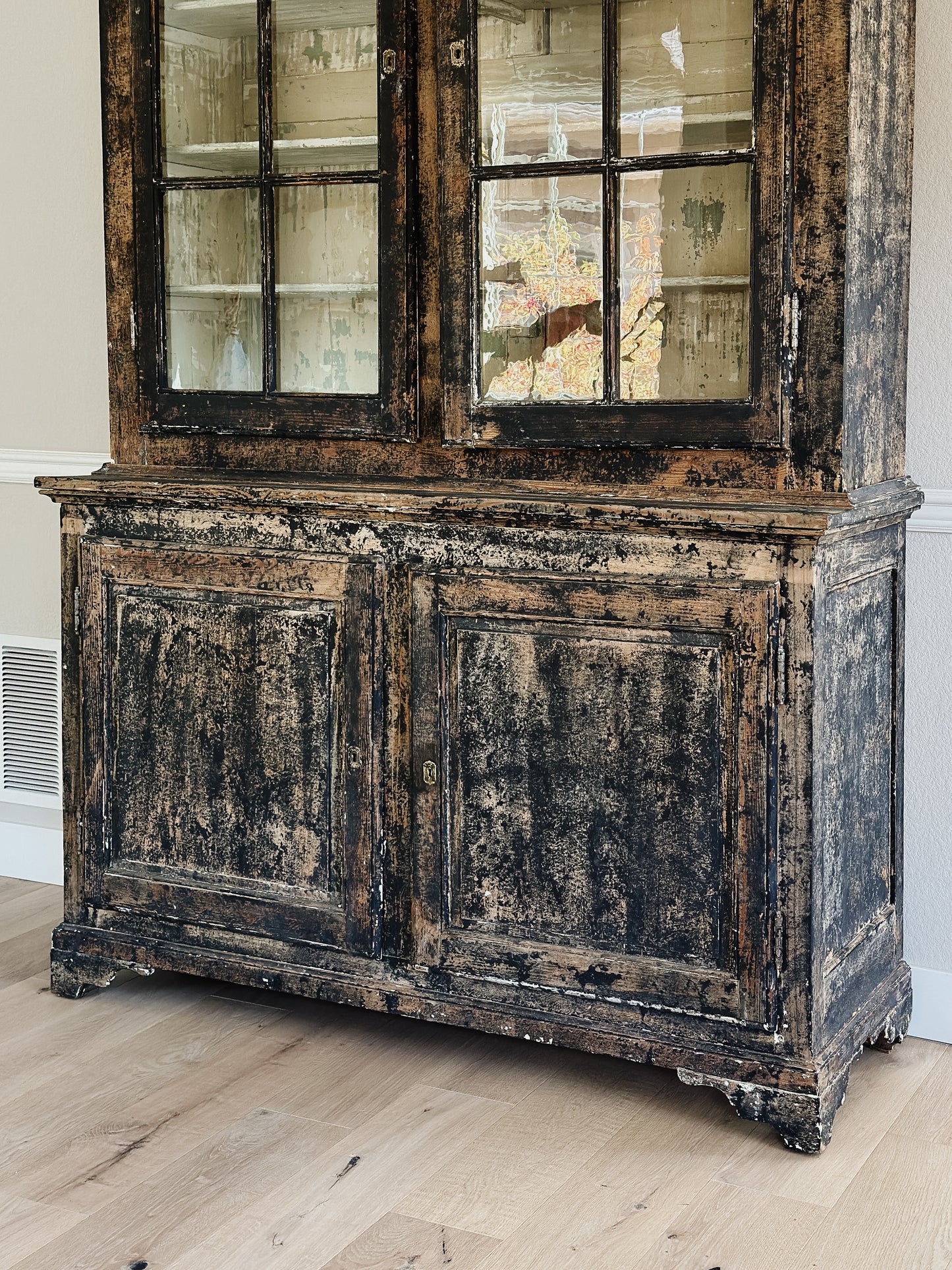 Antique Black Painted French Hutch