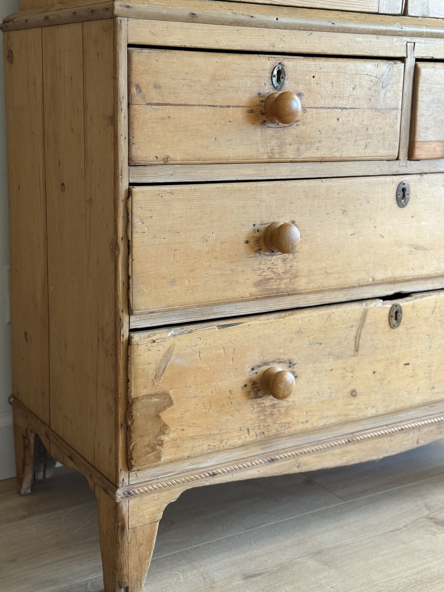 Antique English Pine Linen Press