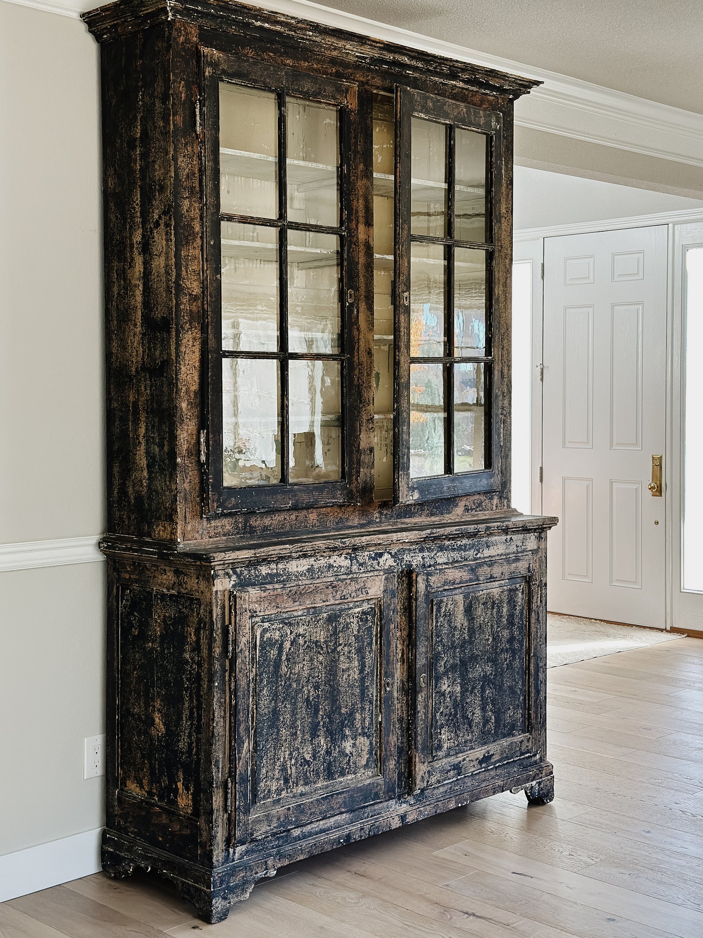 Antique Black Painted French Hutch