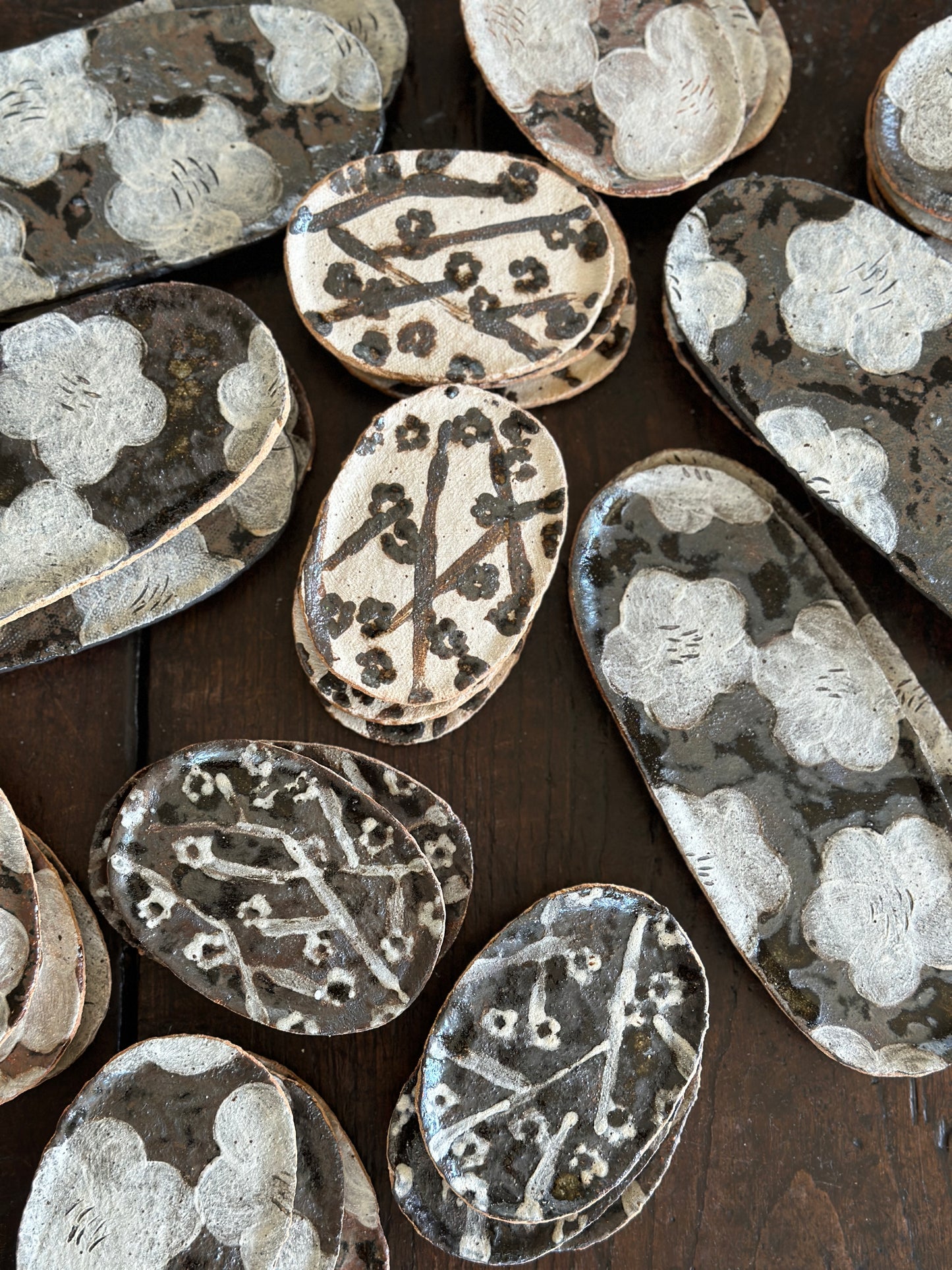 Handmade Painted French Stoneware Trays