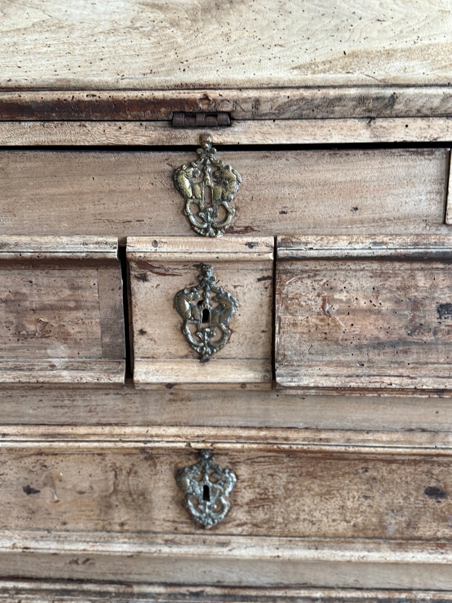 19th Century French Bleached Walnut Secretary Desk, Louis 13th style