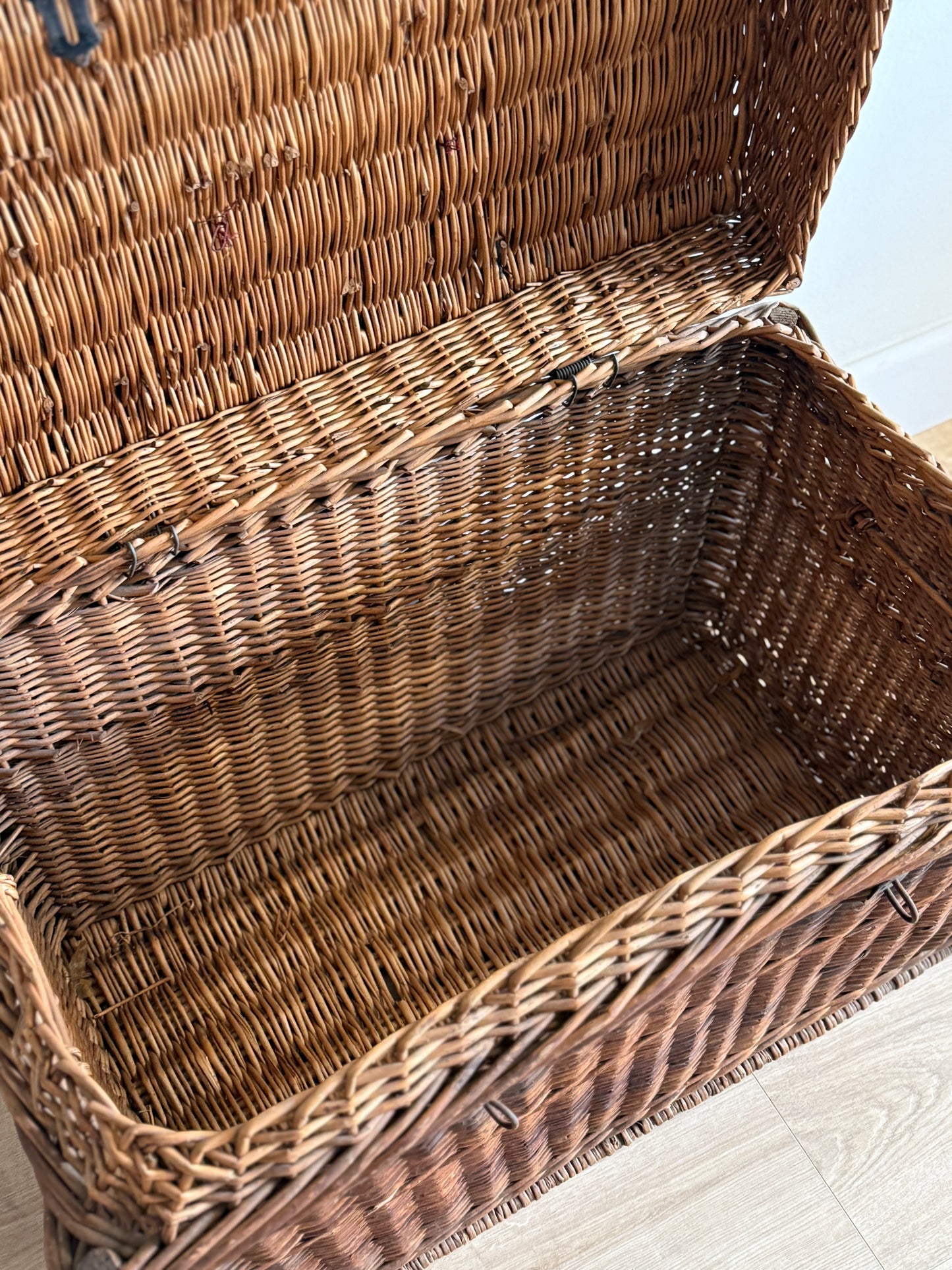Antique English Woven Trunk, Dark