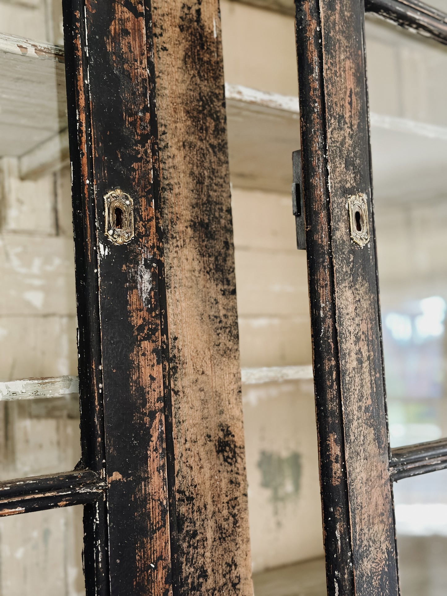 Antique Black Painted French Hutch