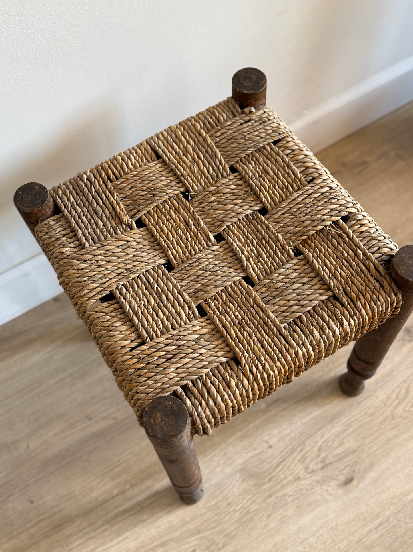 Antique French Rush Stool