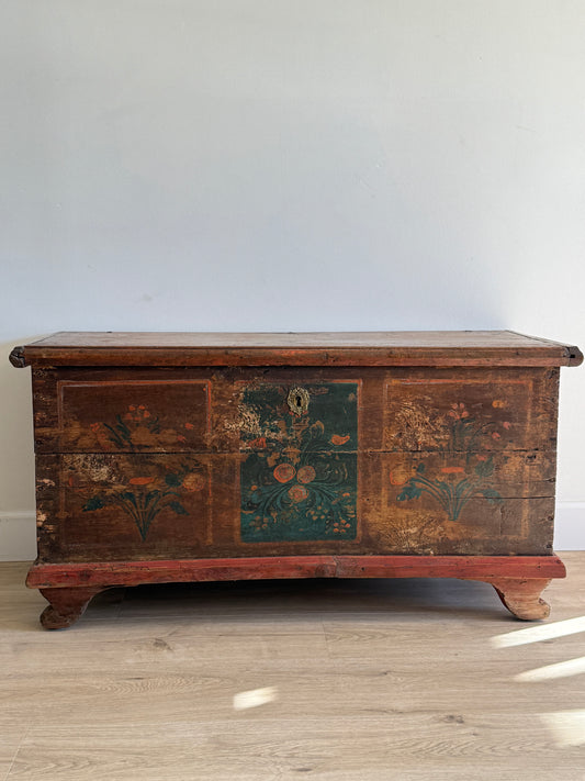 Antique Hand Painted Austrian Dowry Trunk/Chest