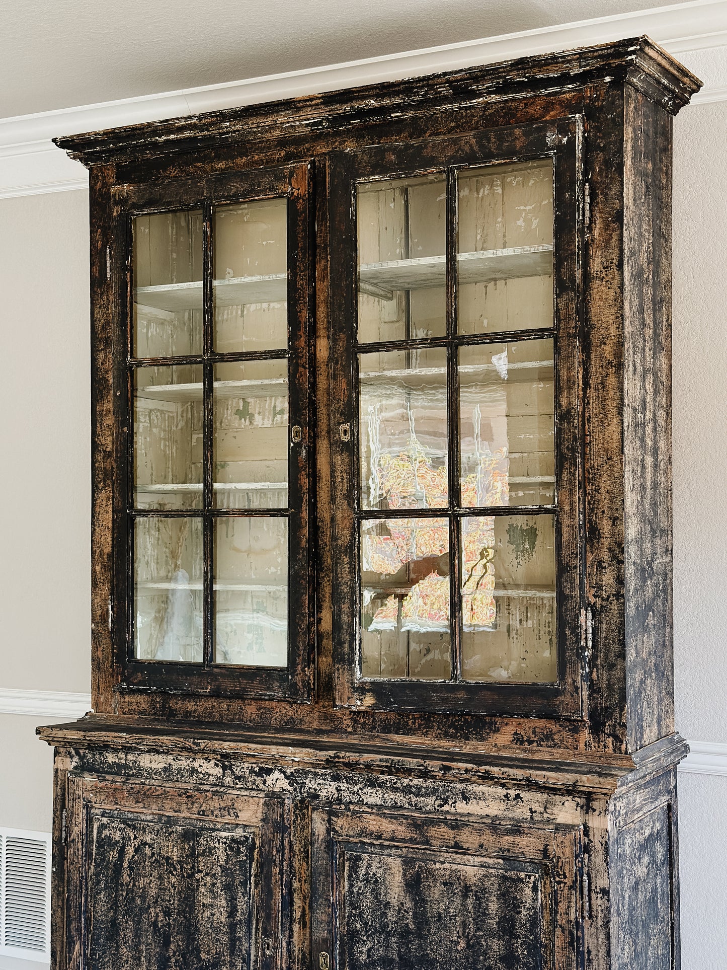 Antique Black Painted French Hutch