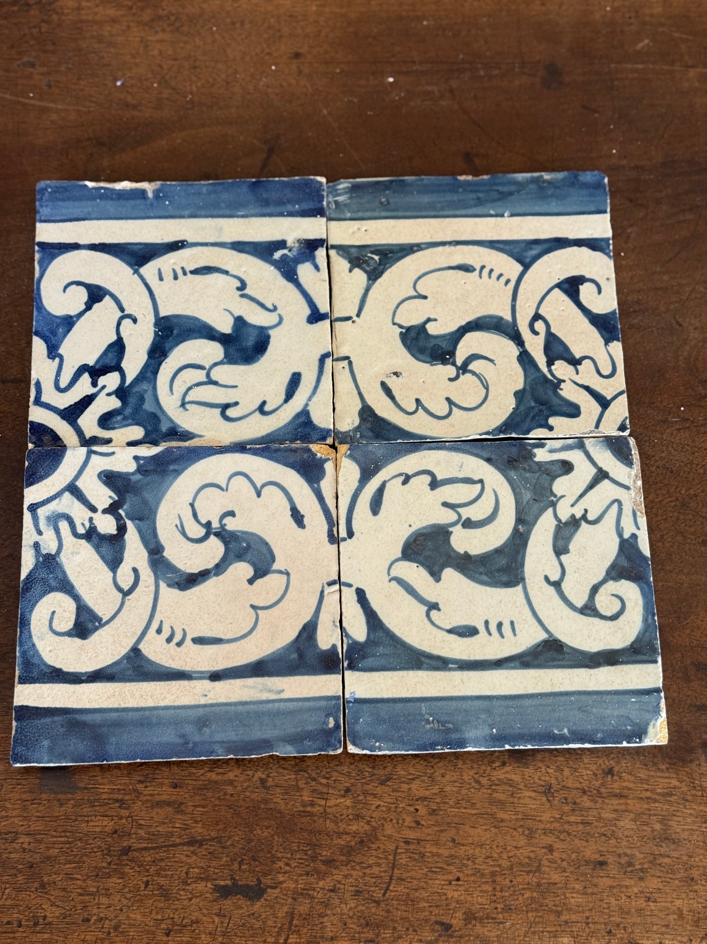Set of Four Mid 18th Century Portuguese Tiles (2 sets available)