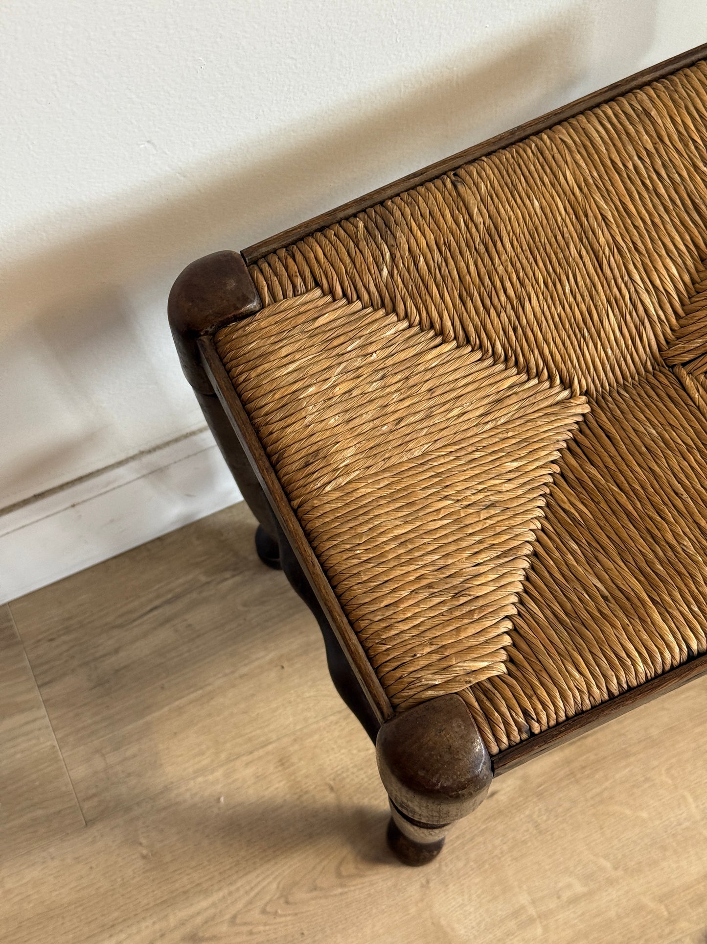Antique English Rush Stool