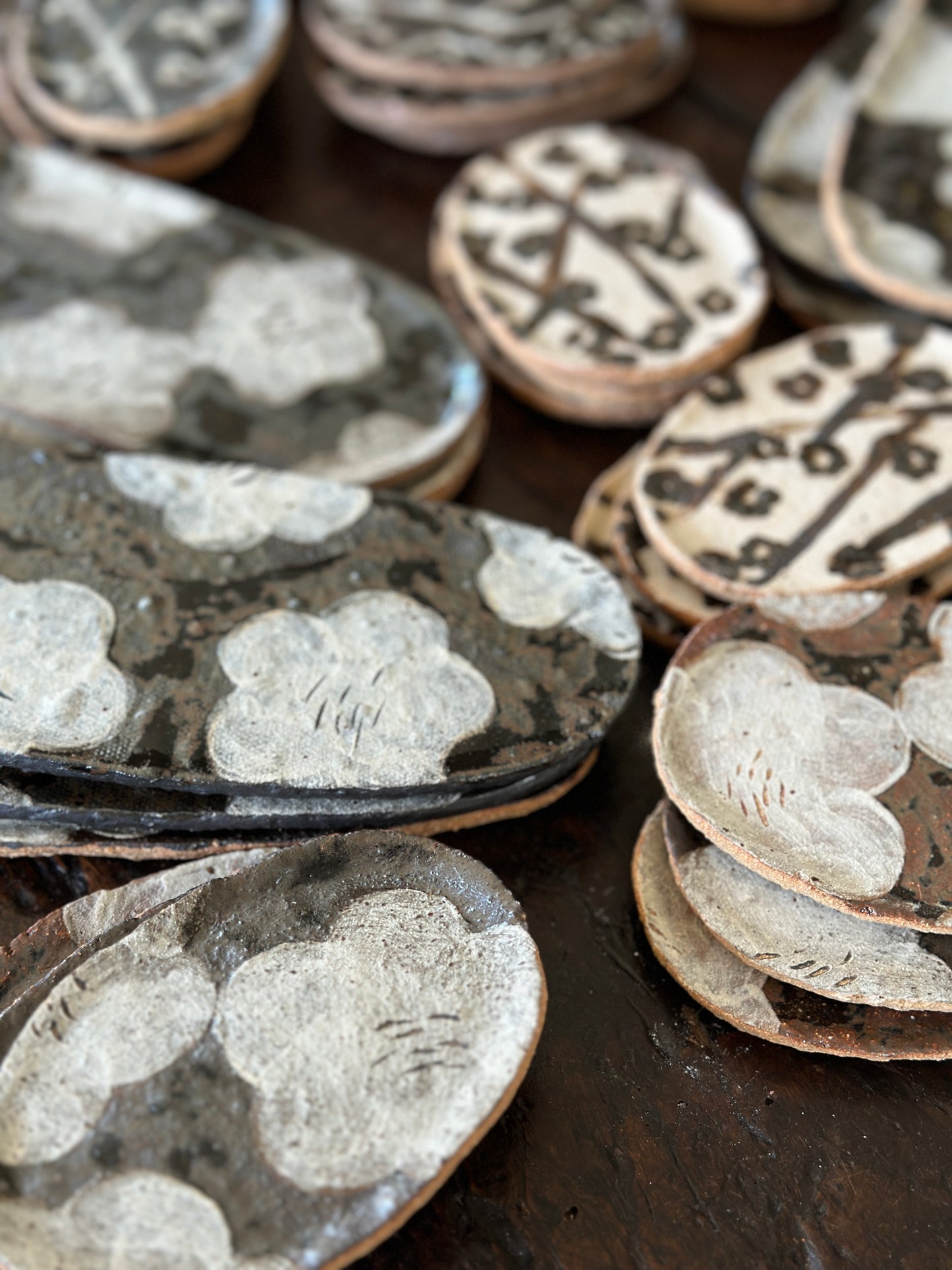 Handmade Painted French Stoneware Trays