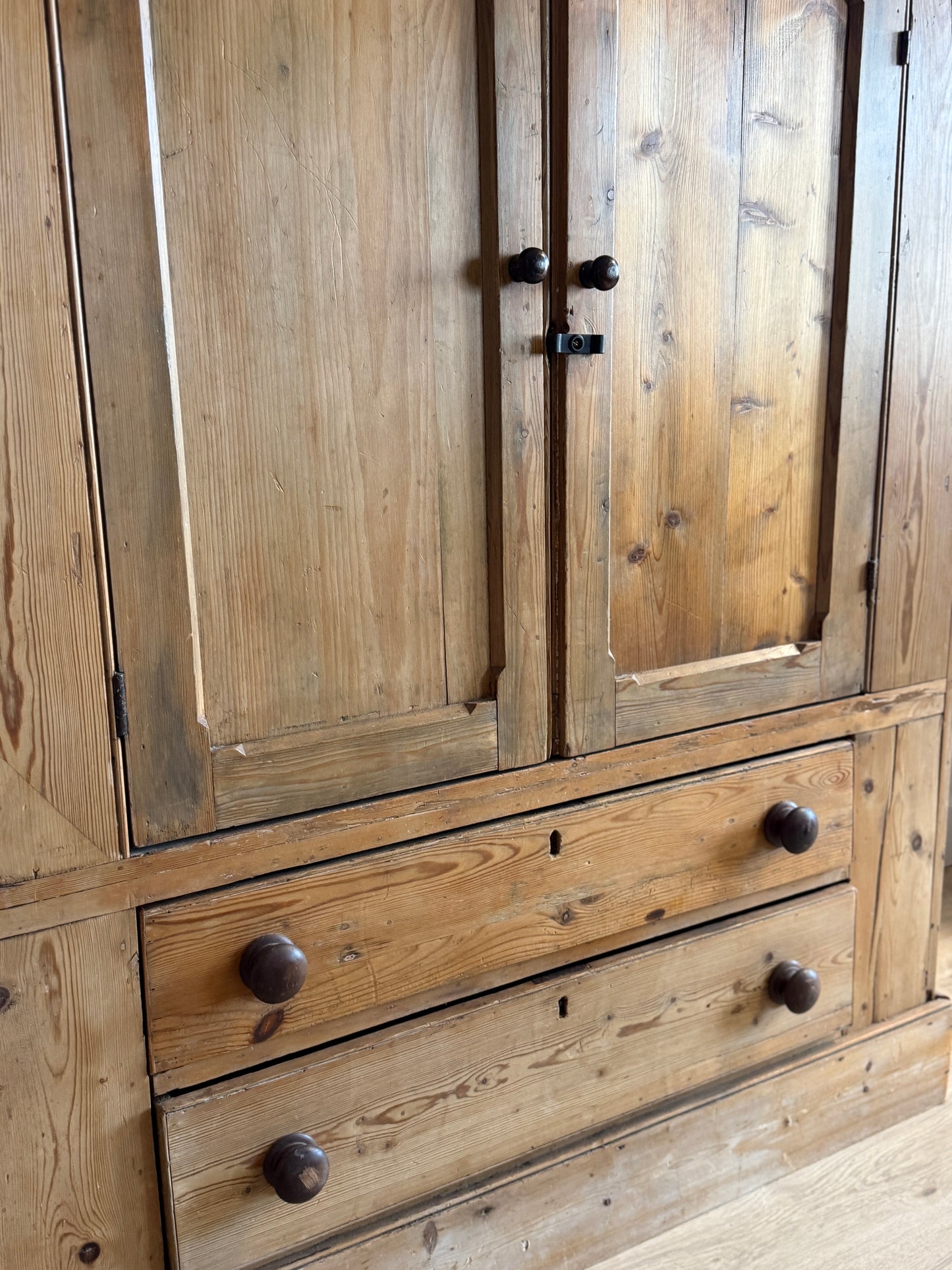 Petite Antique English Pine Linen Press