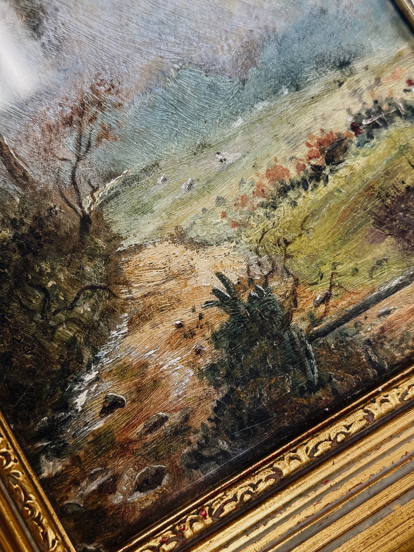 Original Antique British Oil Painting, Country Scene