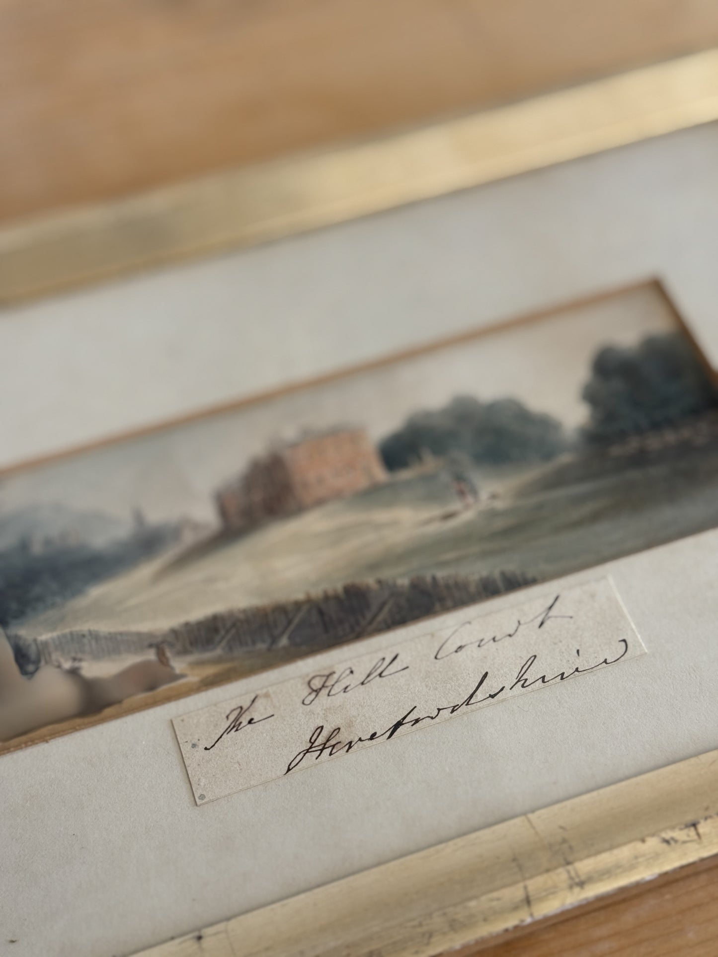 Antique Original English Watercolor Painting, The Hill Court