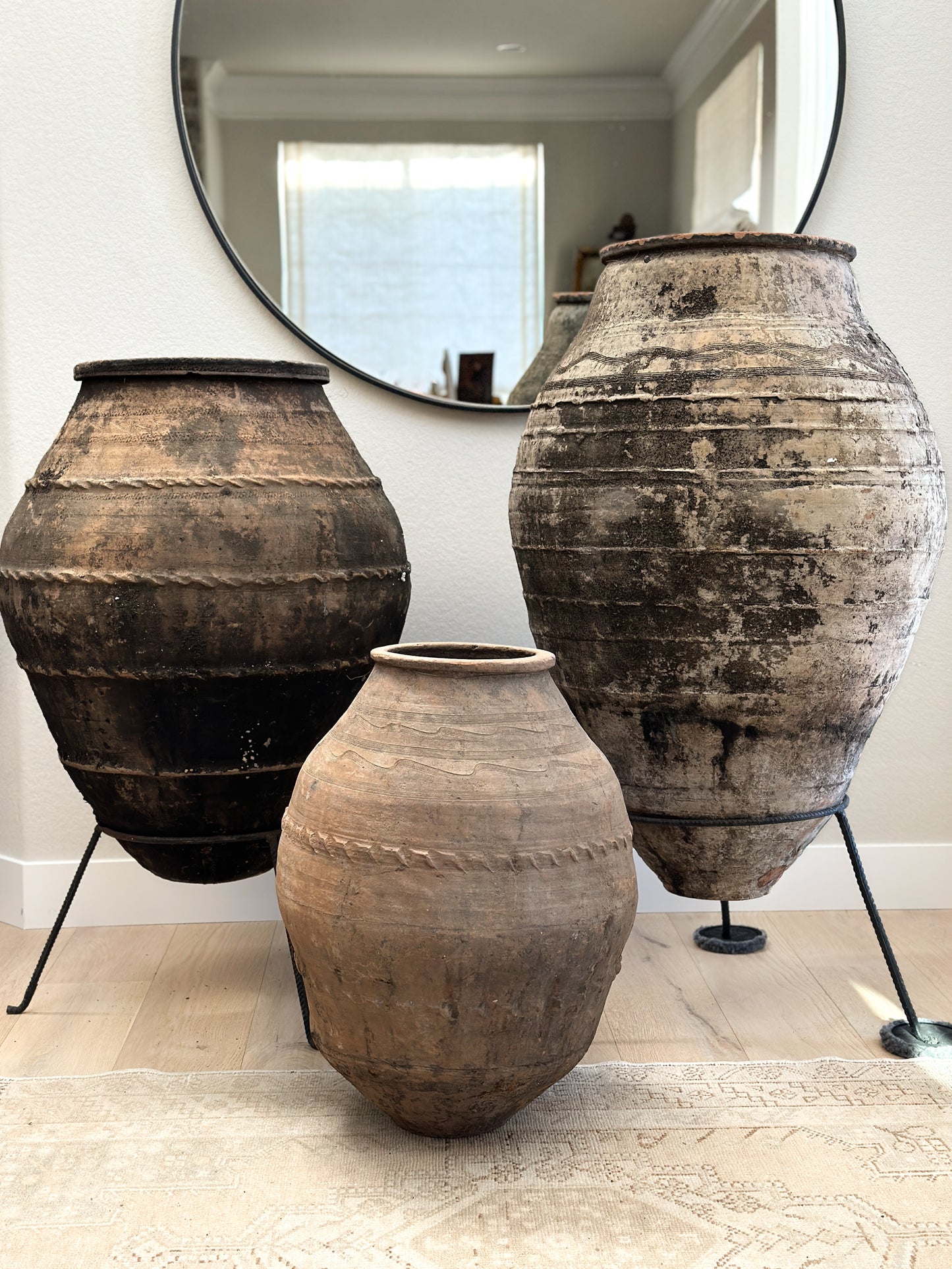 Extra Large Antique Greek Olive Jar with Stand