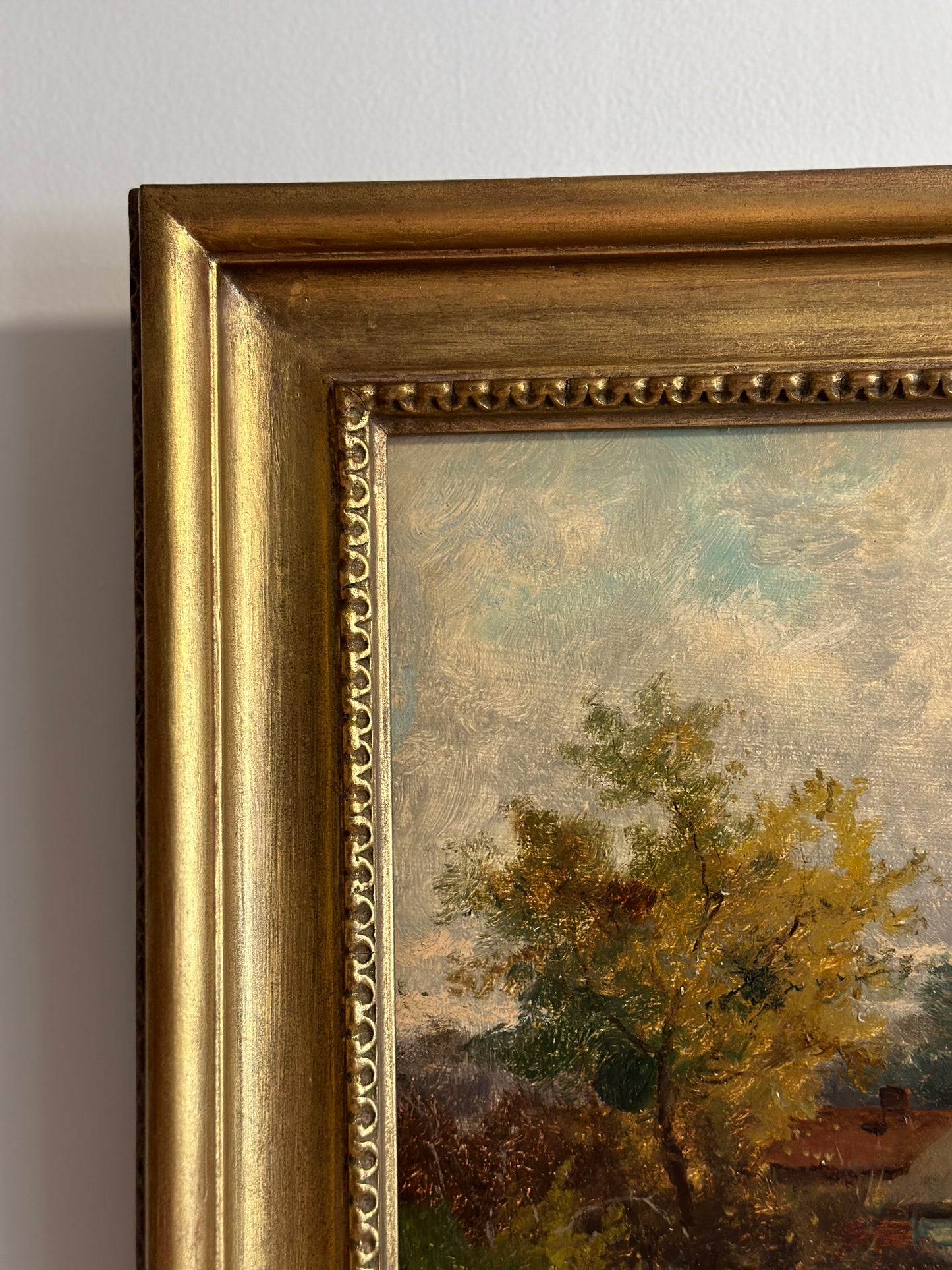 19th Century Original British Oil Painting, Geese/Ducks by a Cottage Pond, Joseph Thors