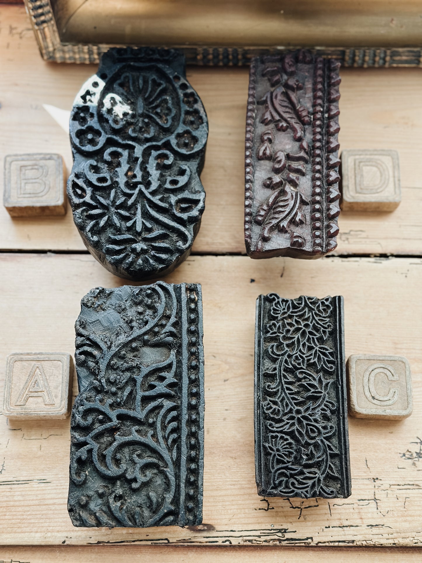 Vintage textile block stamps