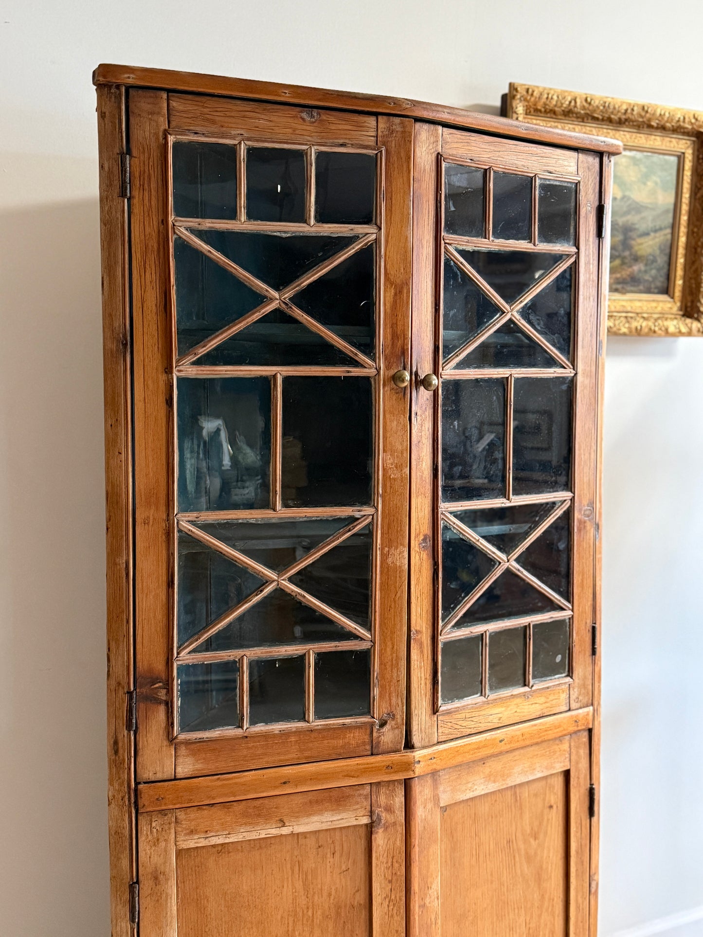 French Pine Corner Cupboard
