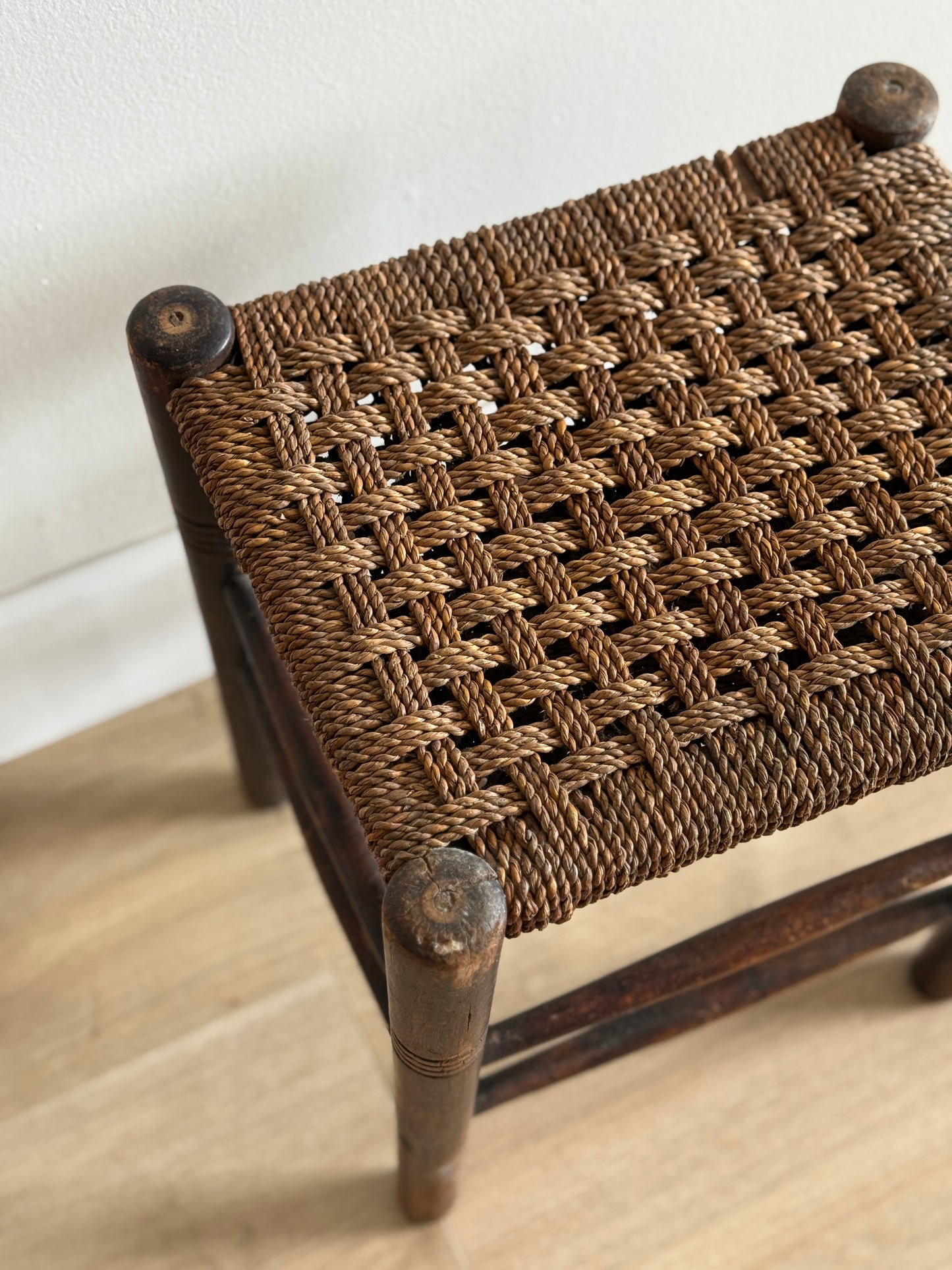 Antique English Rush Stool
