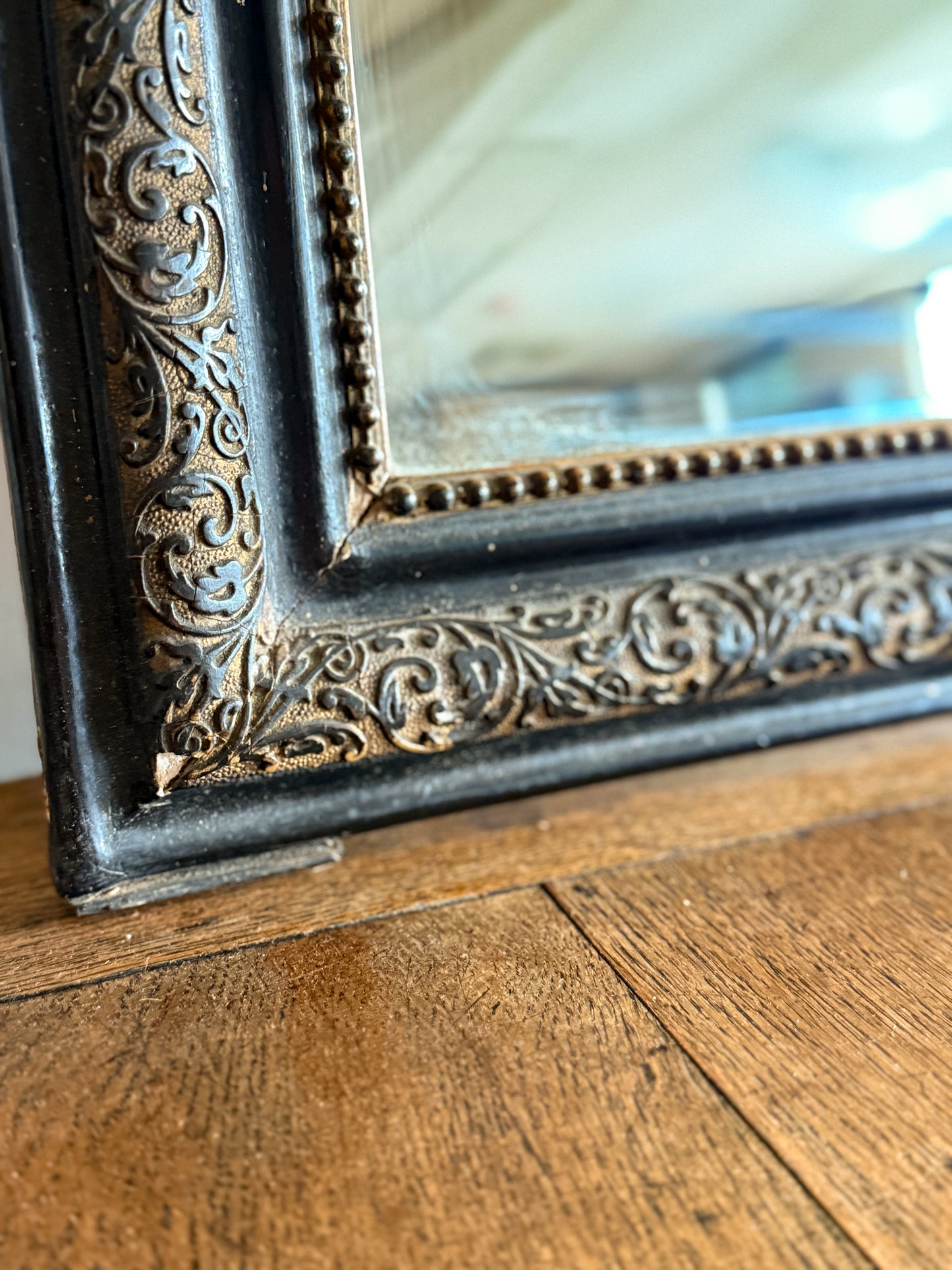 Antique Black & Gold Louis Philippe Mirror