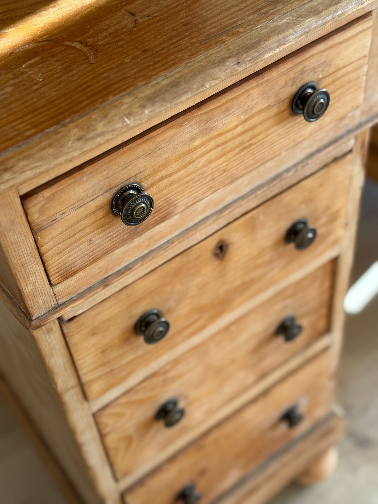 Antique English Pine Pedestal Desk