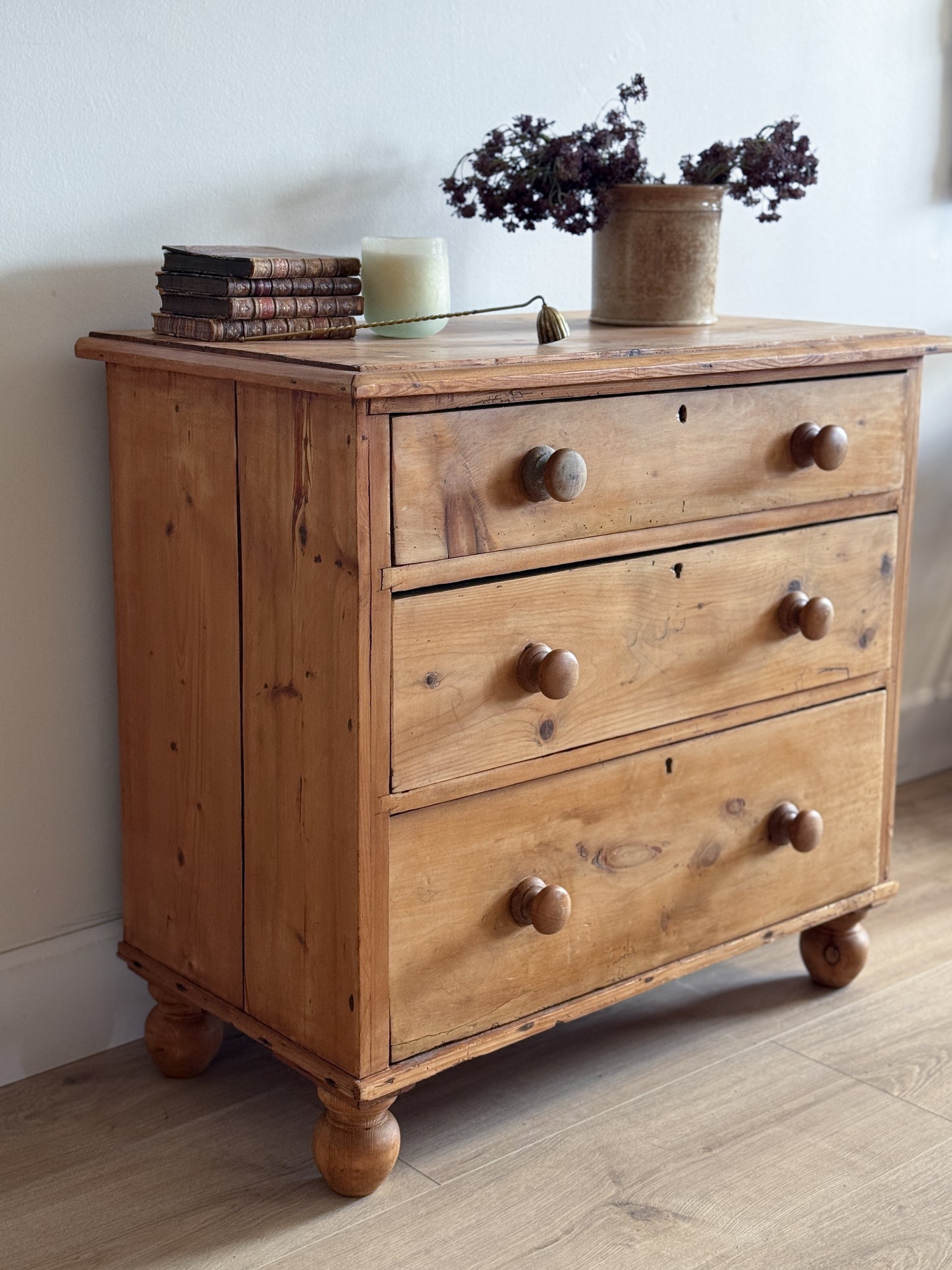 Antique English Pine Dresser/Chest of Three Drawers