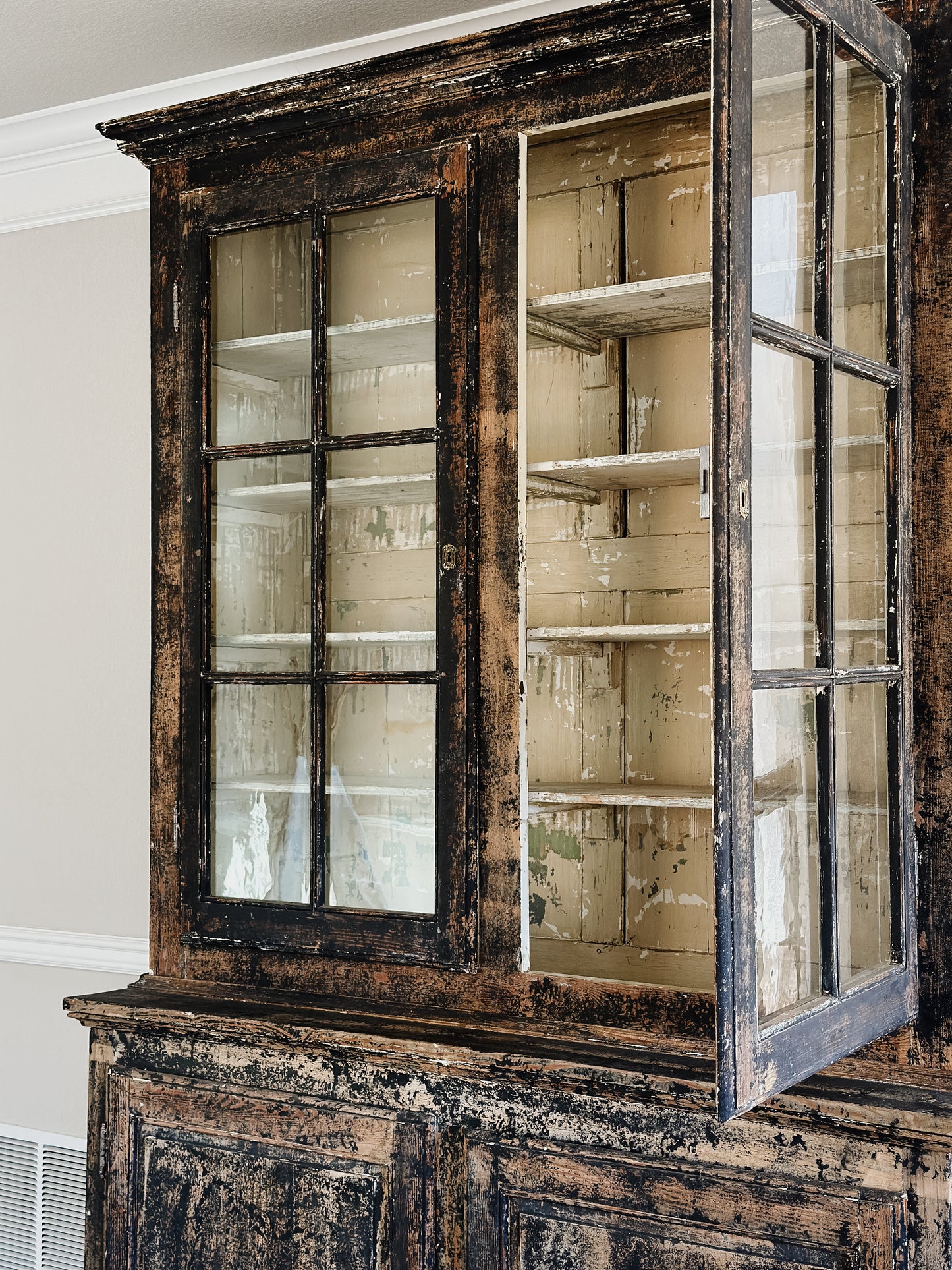 Antique Black Painted French Hutch