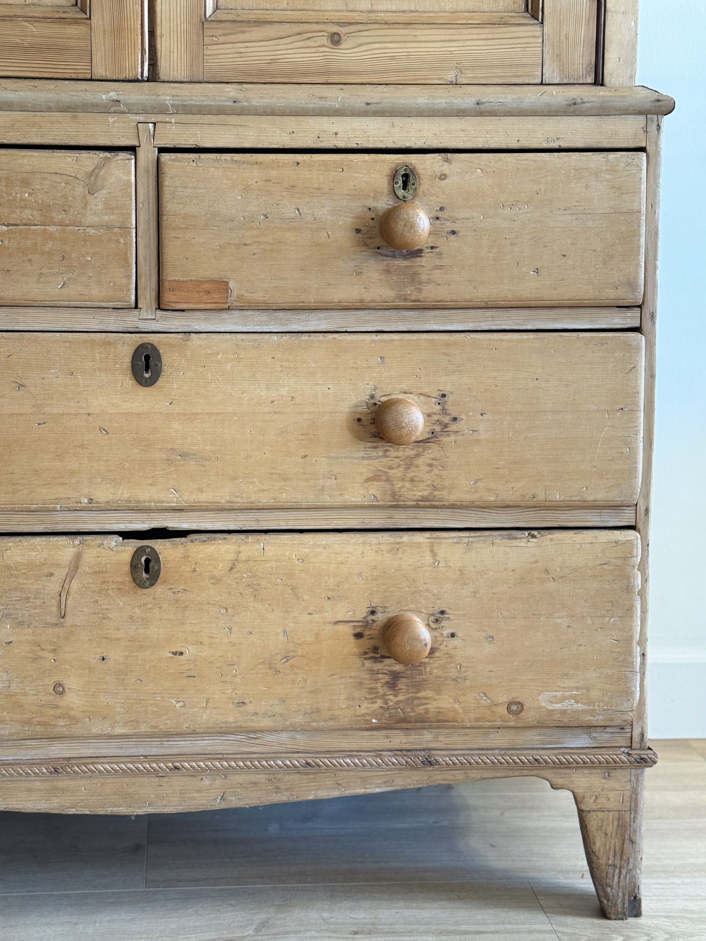 Antique English Pine Linen Press
