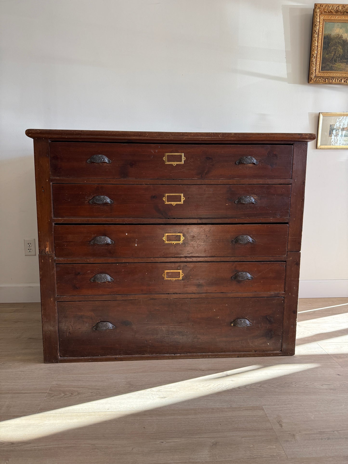 Large Antique English Filing Chest of Drawers/Dresser