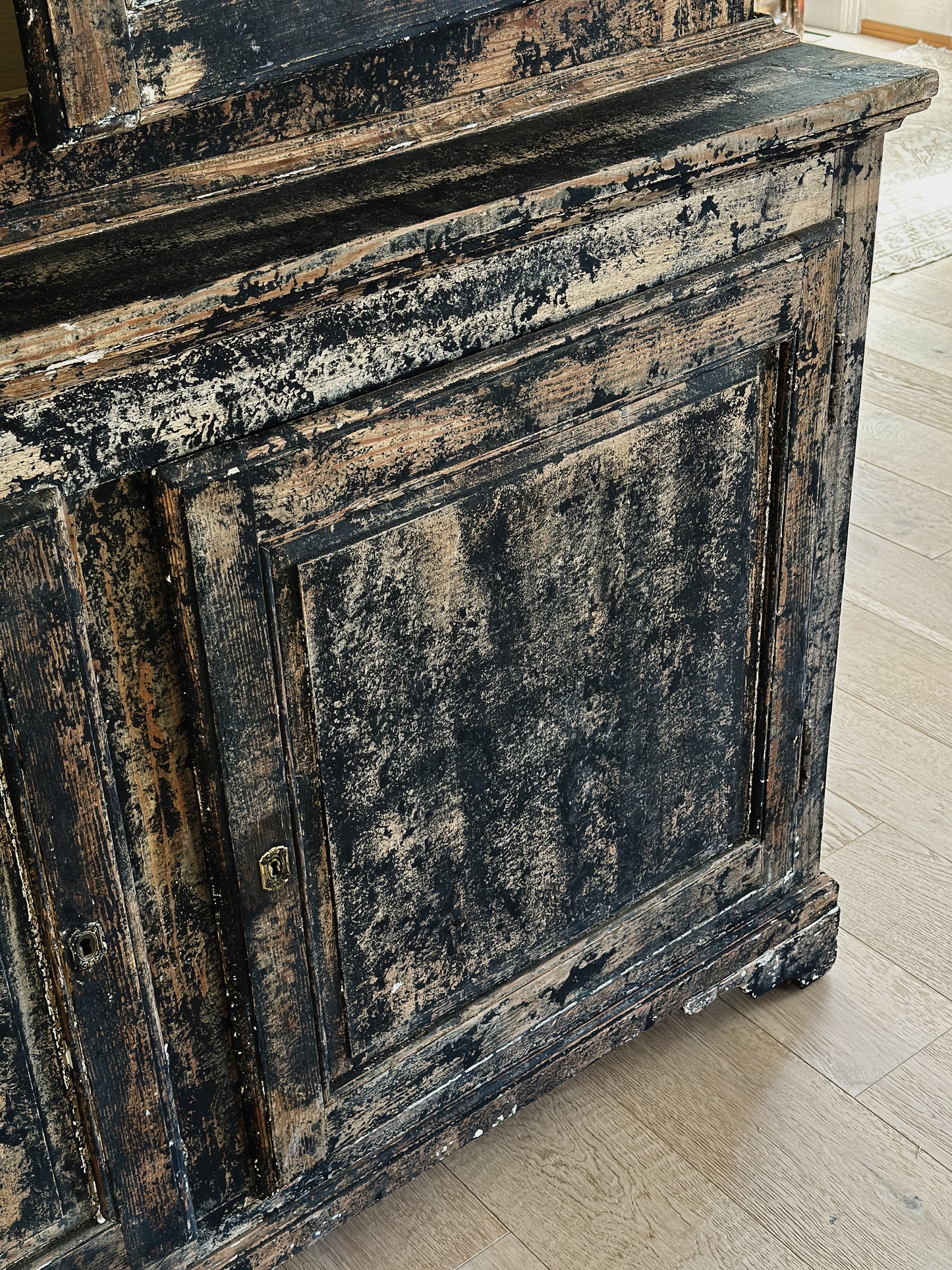 Antique Black Painted French Hutch