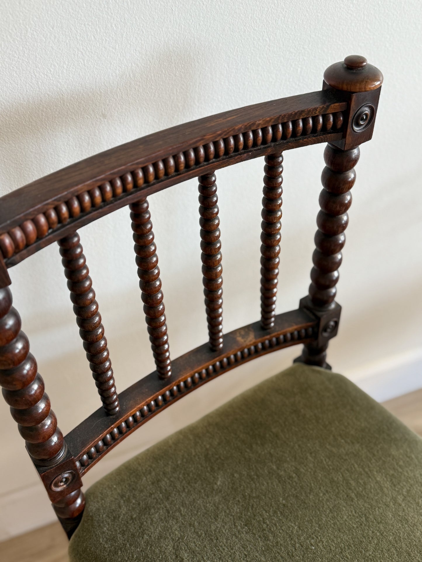 Pair of Antique English Oak Bobbin Chairs (circa 1880)