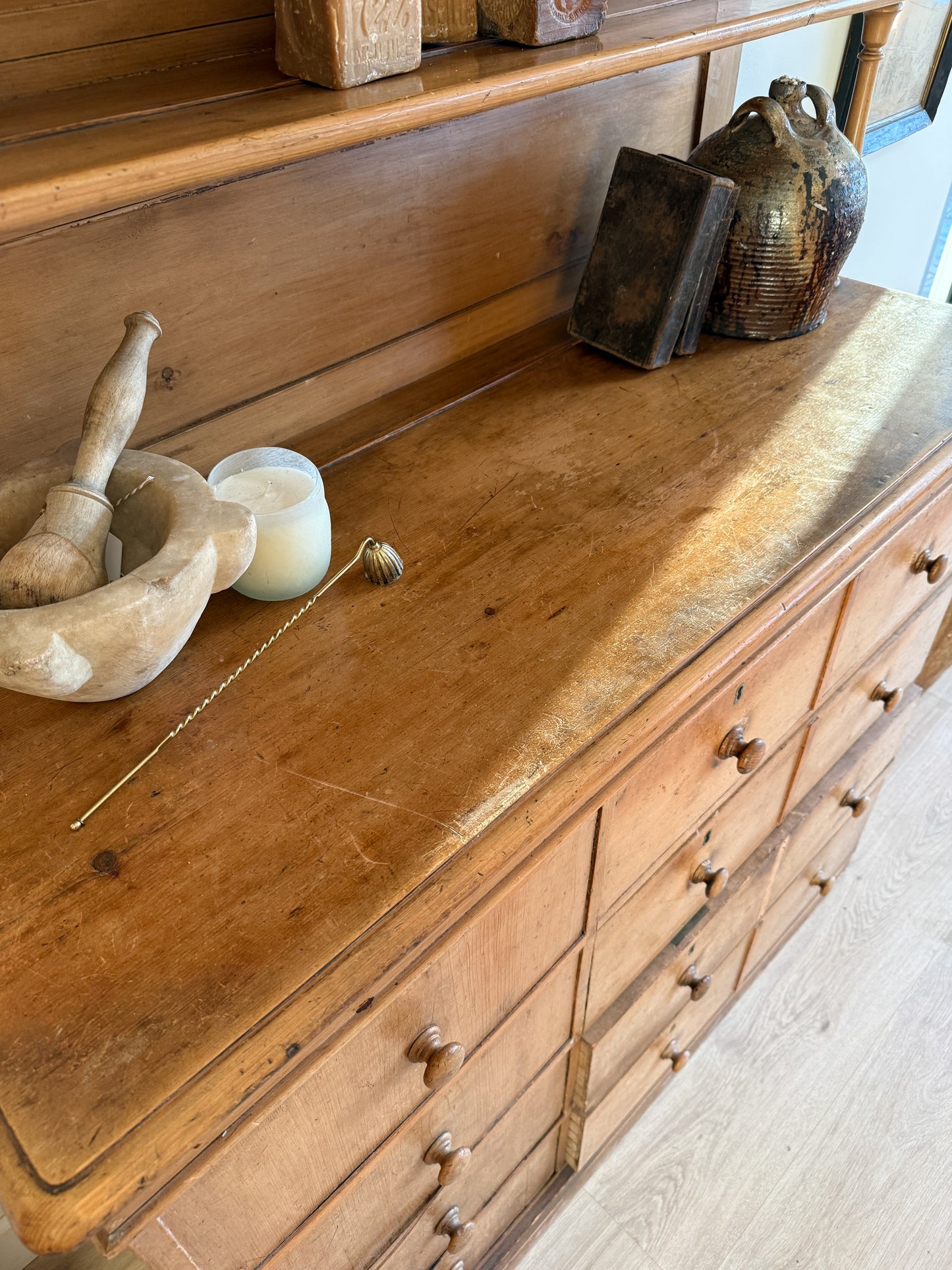 Rare 19th Century English Pine Dairy Hutch