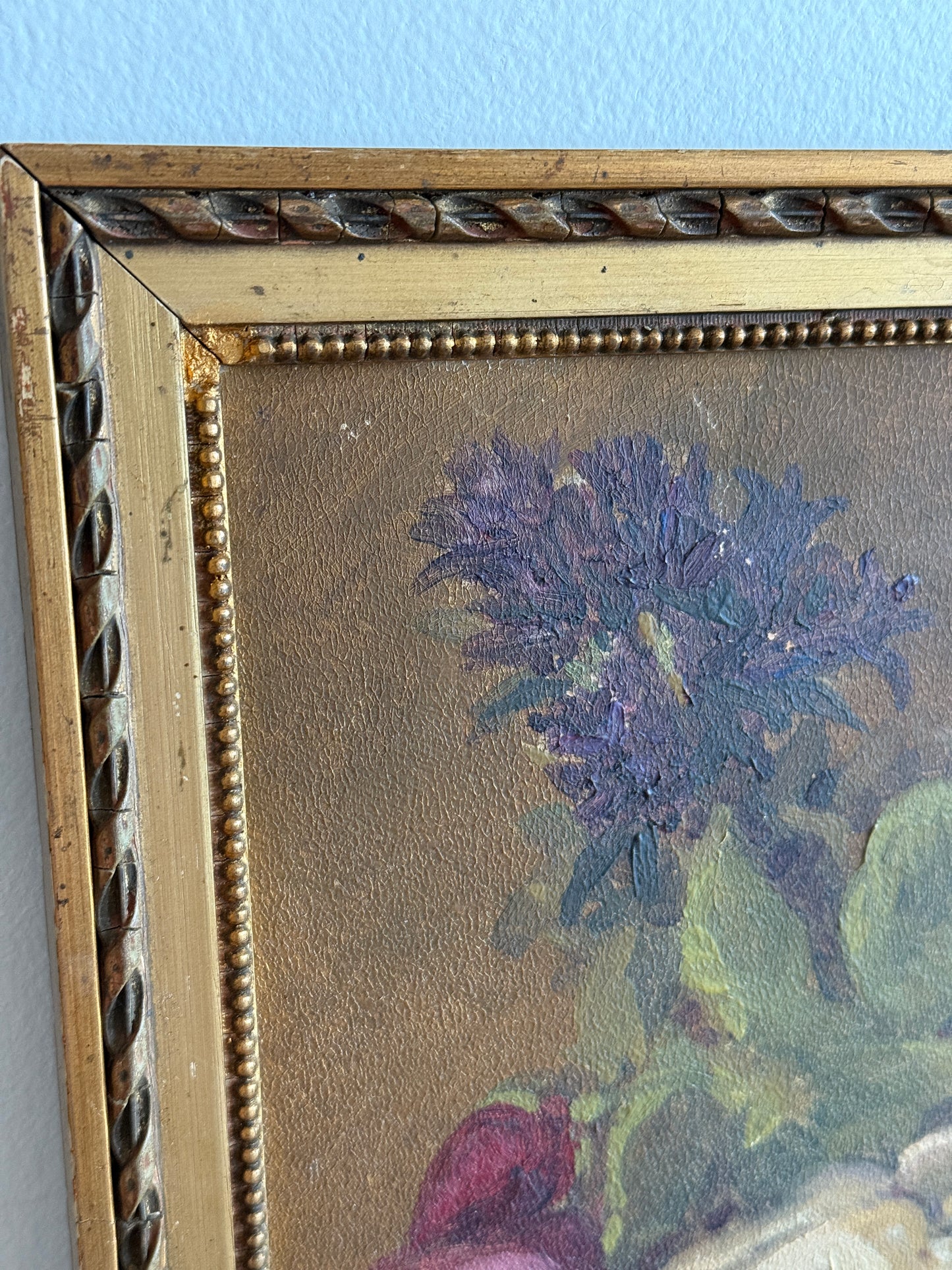 Antique English Oil Painting, Floral