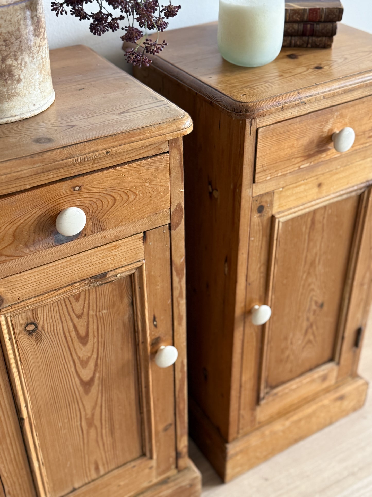 Pair of Antique English Pine Nightstands