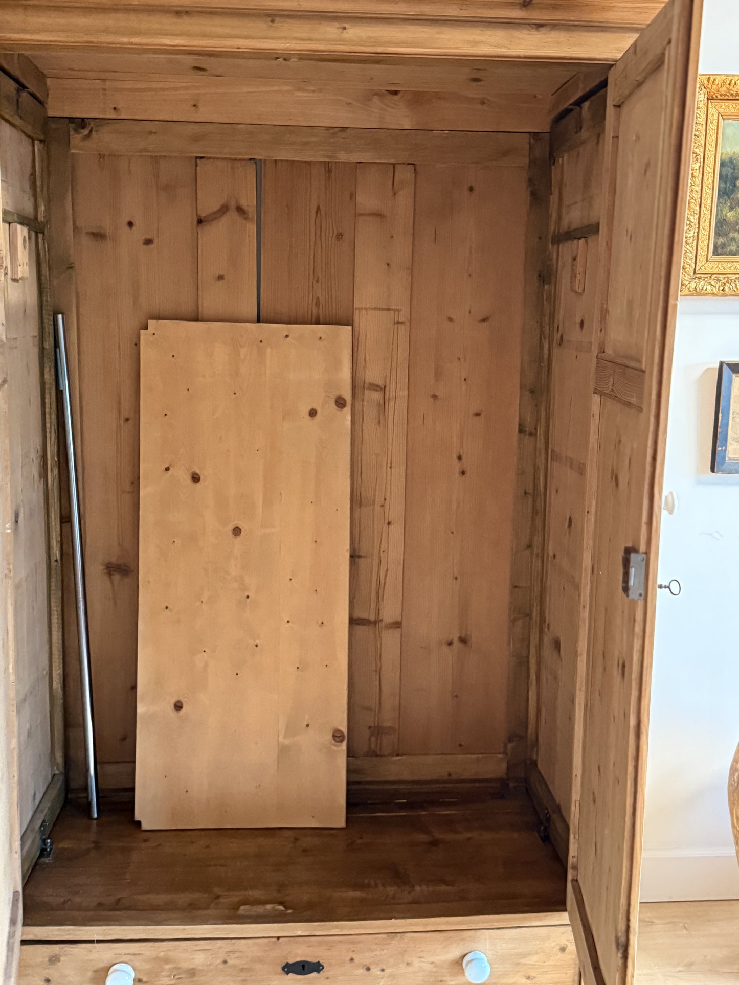 Antique English Pine Knockdown Wardrobe/Armoire