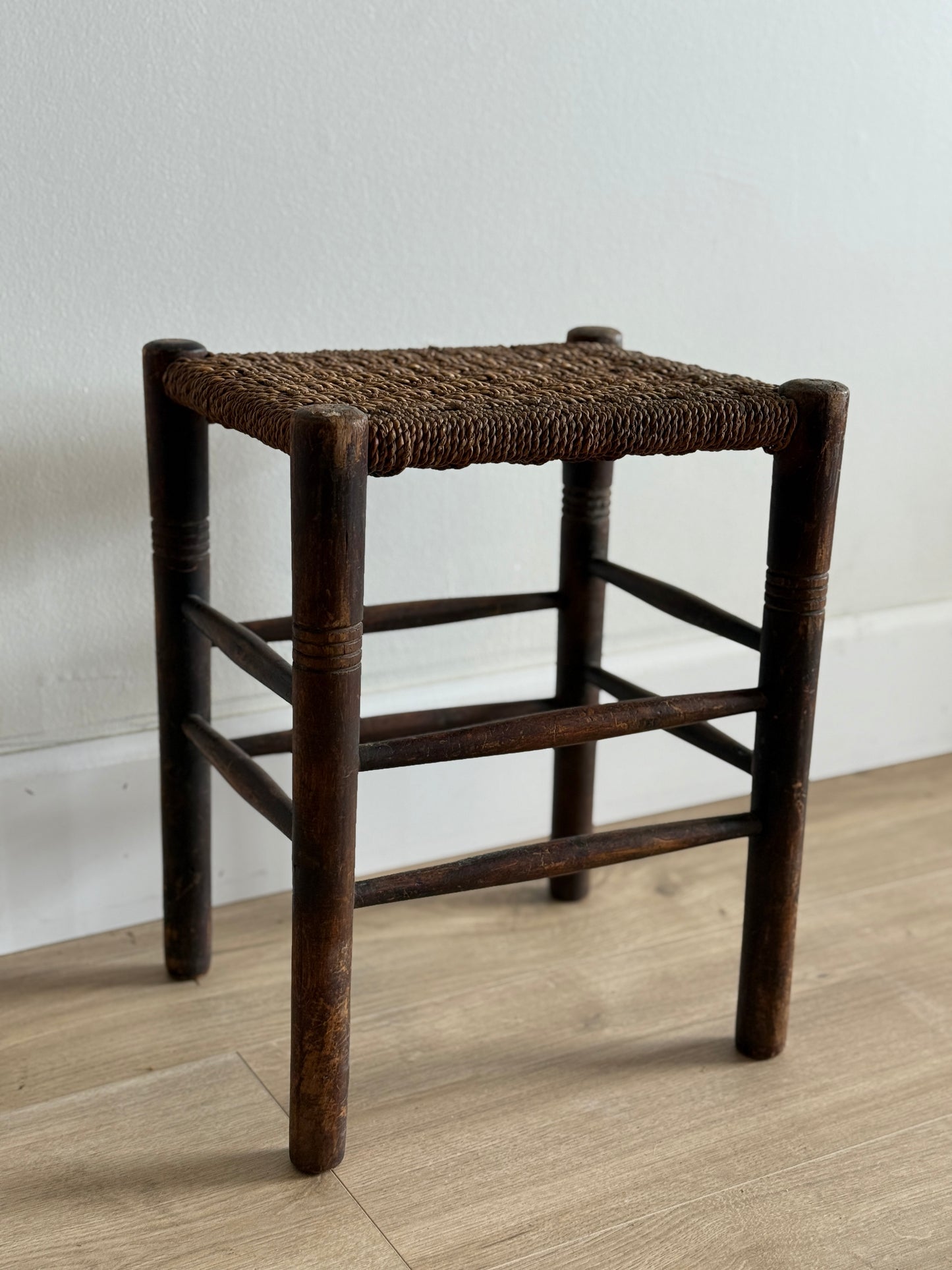 Antique English Rush Stool