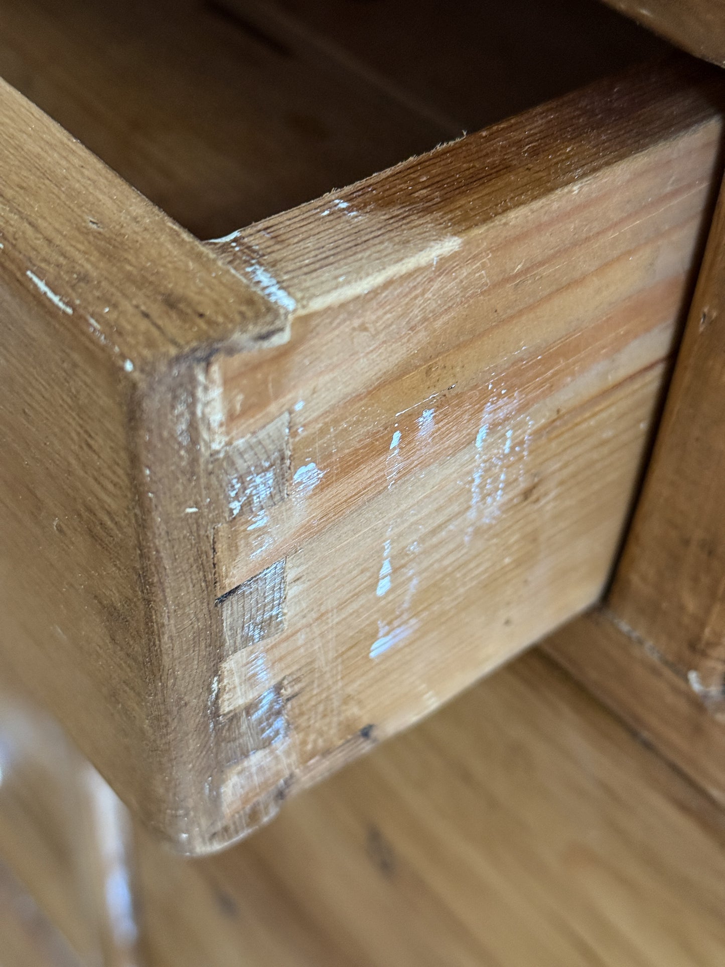 Antique English Pine Bank of Seven Drawers/Sideboard