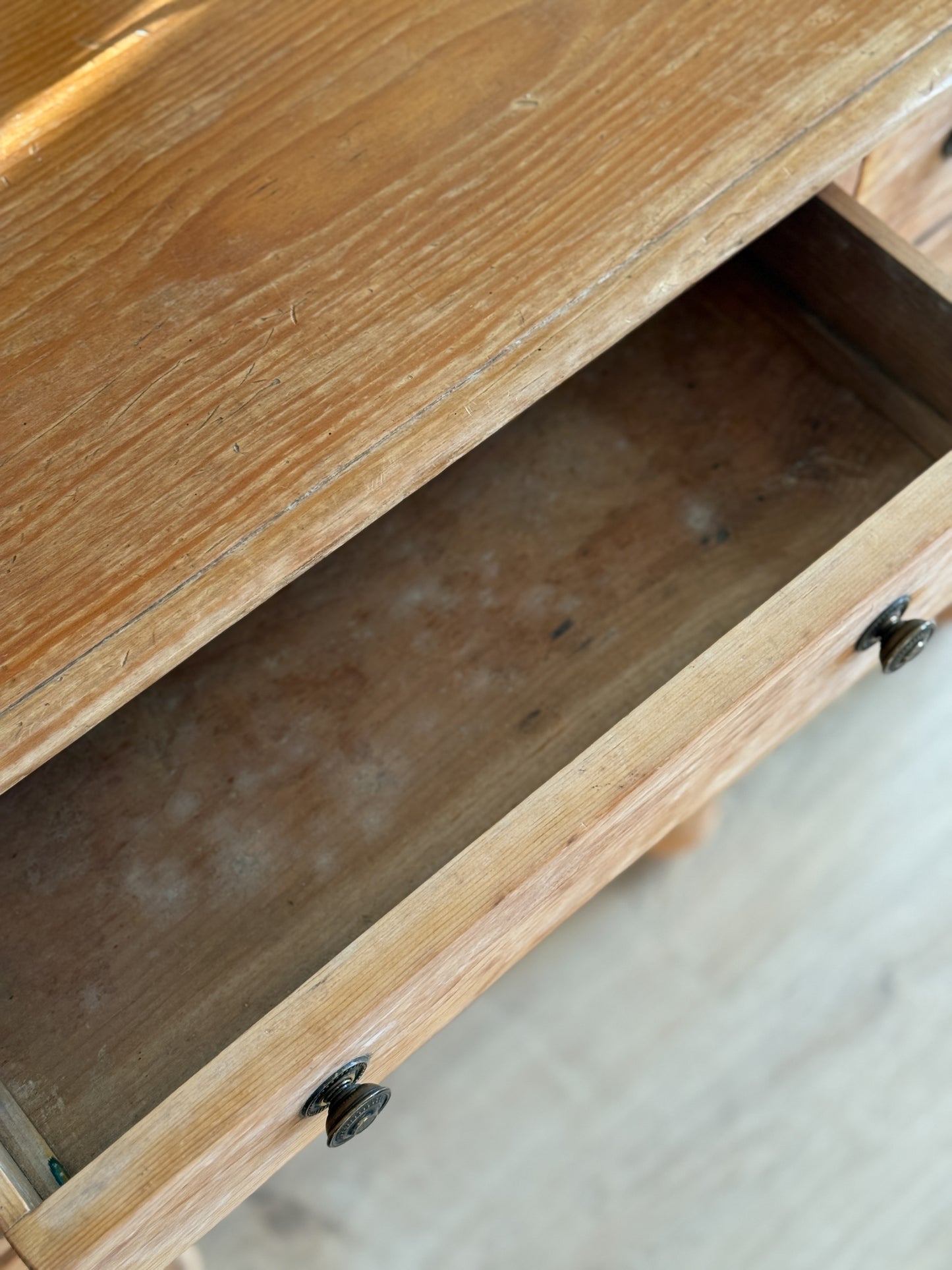 Antique English Pine Pedestal Desk