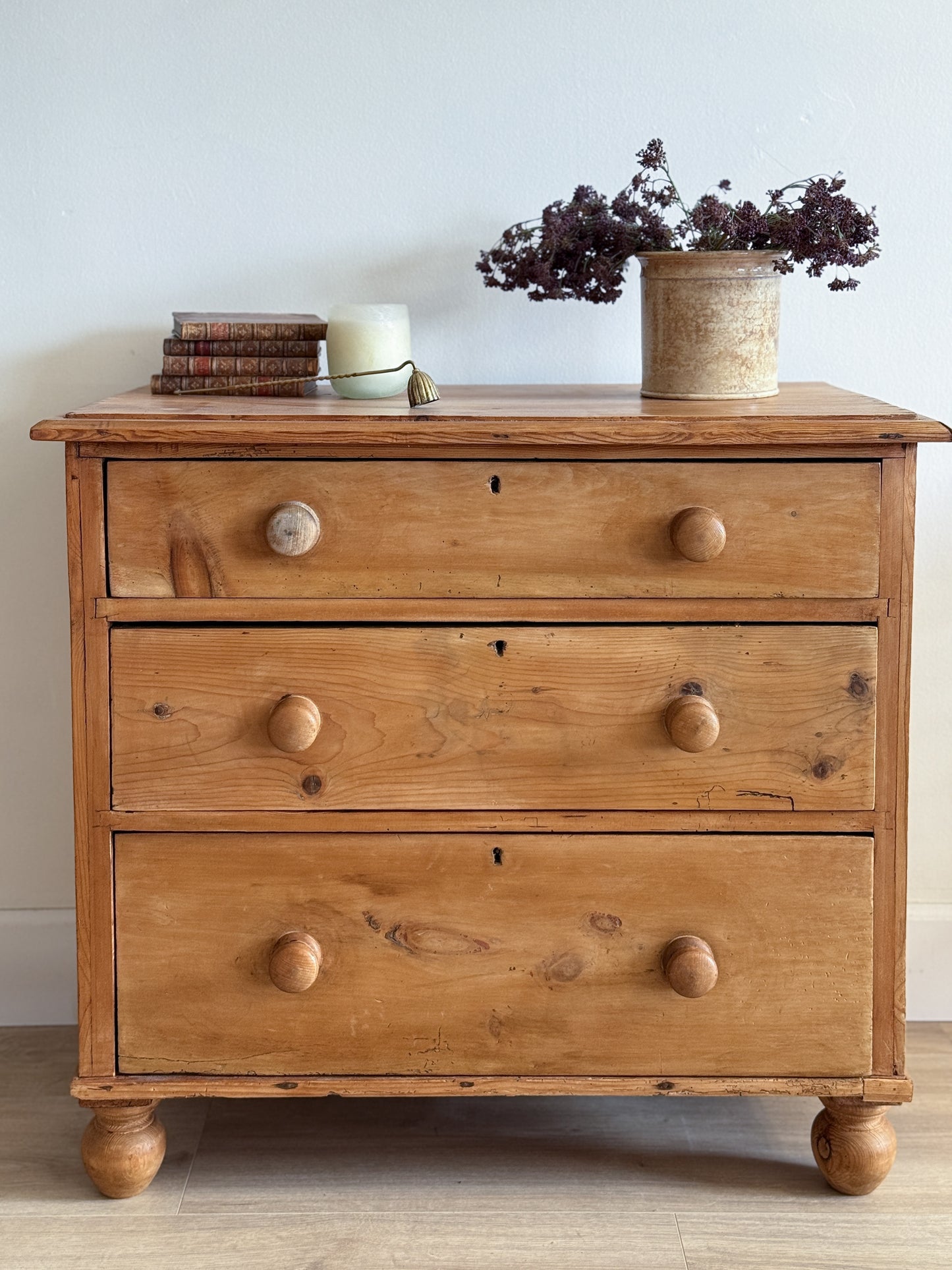 Antique English Pine Dresser/Chest of Three Drawers